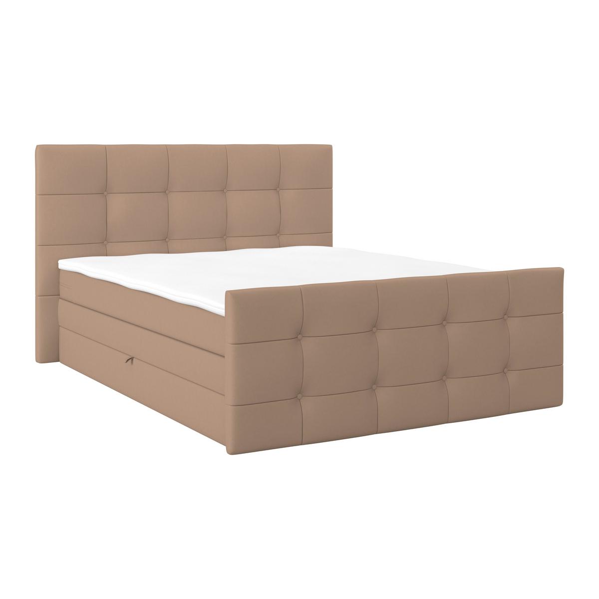 Boxspringbett Josie 160 - Beige/Schwarz, MODERN, Holz/Holzwerkstoff (160/200cm)