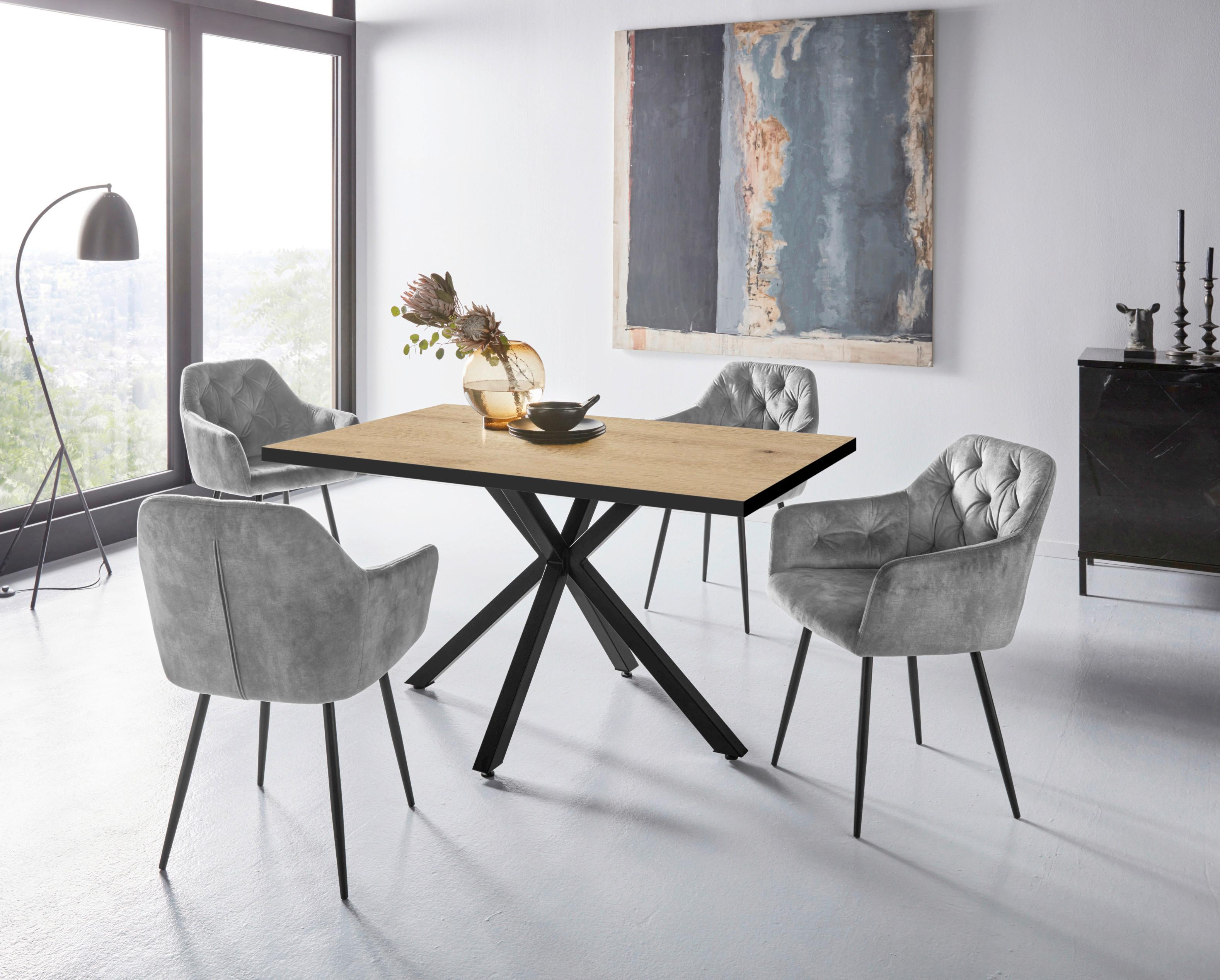 Tischgruppe Cleo IIi G - Eiche Artisan/Grau, MODERN, Holzwerkstoff/Textil (140/76/90cm) - MID.YOU