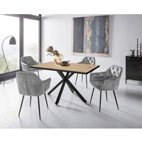 Tischgruppe Cleo IIi G - Eiche Artisan/Grau, MODERN, Holzwerkstoff/Textil (140/76/90cm) - MID.YOU