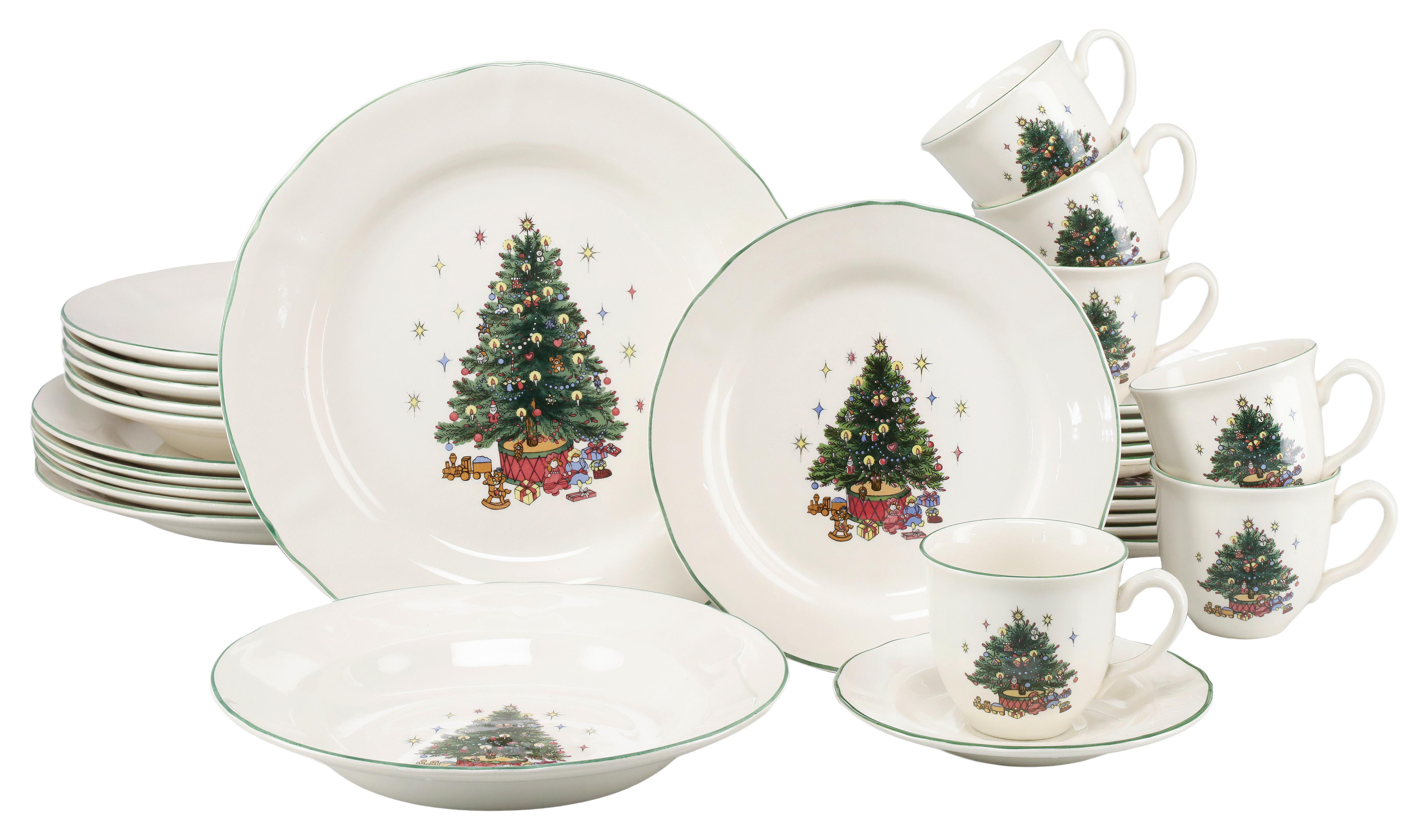 Kombiservice 30 tlg. Steingut, Multicolor/Weiß - Multicolor/Weiß, Basics, Keramik - Creatable