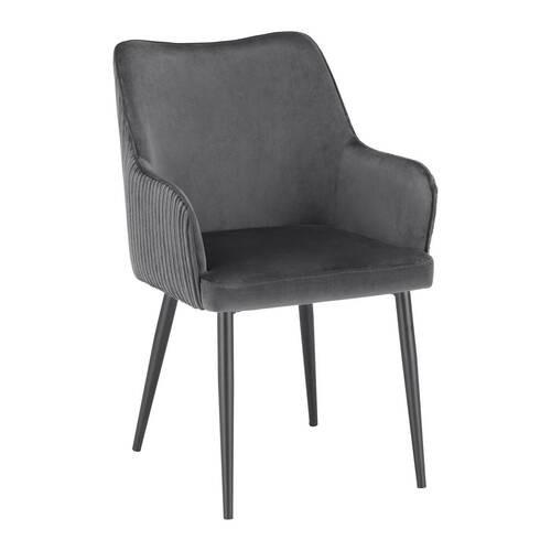 Zamatová stolička Caria tmavosivá - čierna/tmavosivá, Modern, kov/drevo (57/89/60cm) - Bessagi Home