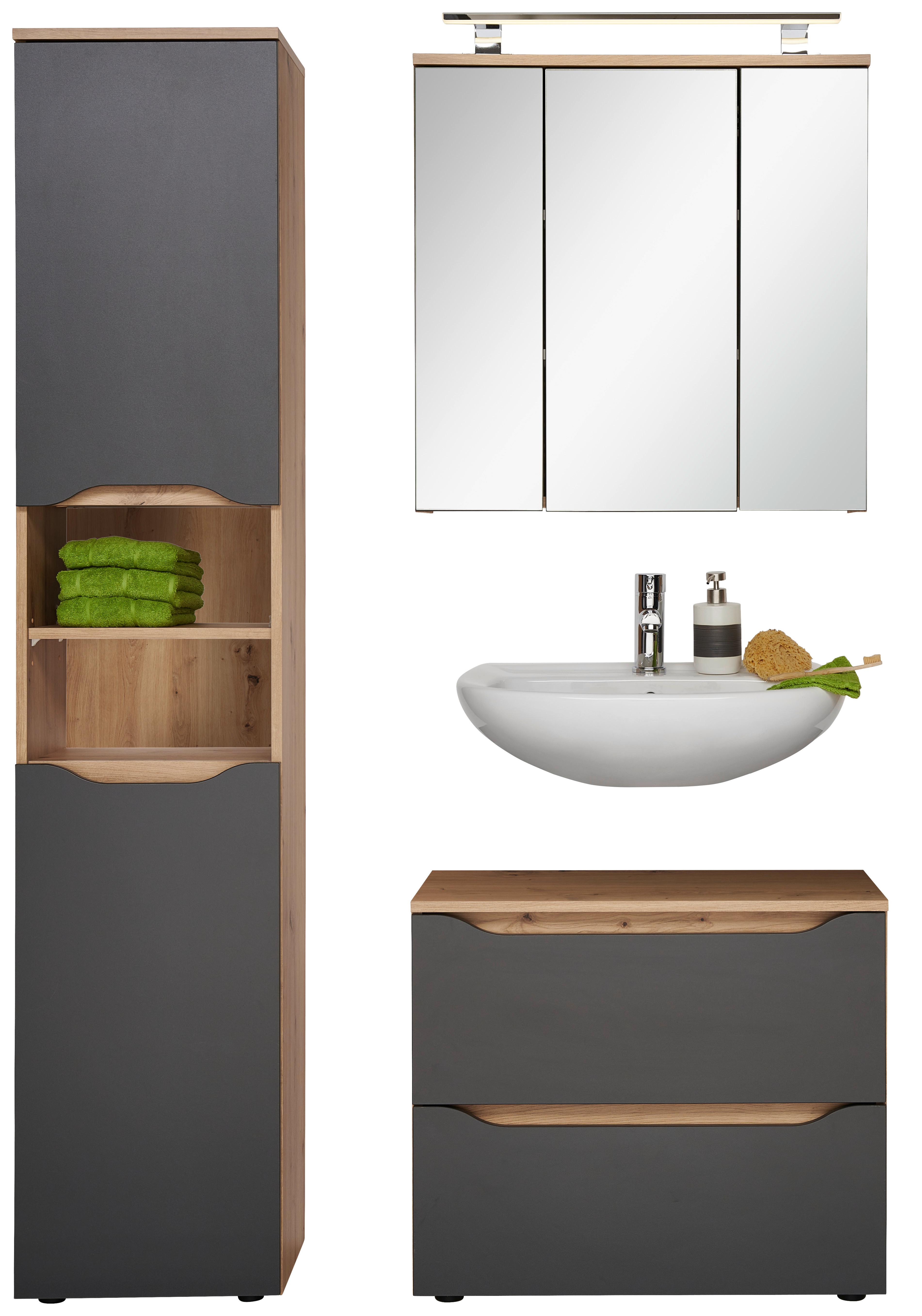 Badezimmer Giga Eichefarben/Anthrazit 3-Teilig - Anthrazit/Eiche Artisan, MODERN, Holzwerkstoff (110/190/40cm)