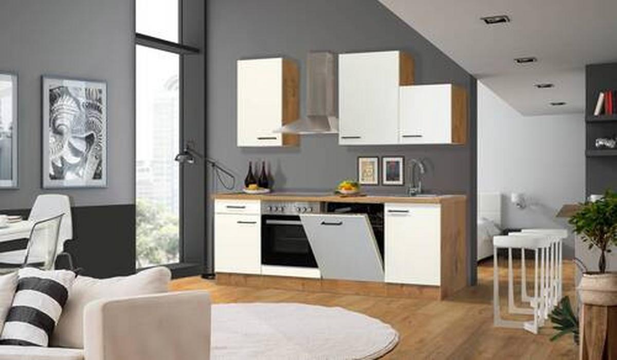 Küchenblock Avila Eichefarben/magnolie B: 220 Cm - Eichefarben/Magnolie, MODERN, Holzwerkstoff (220cm) - FlexWell