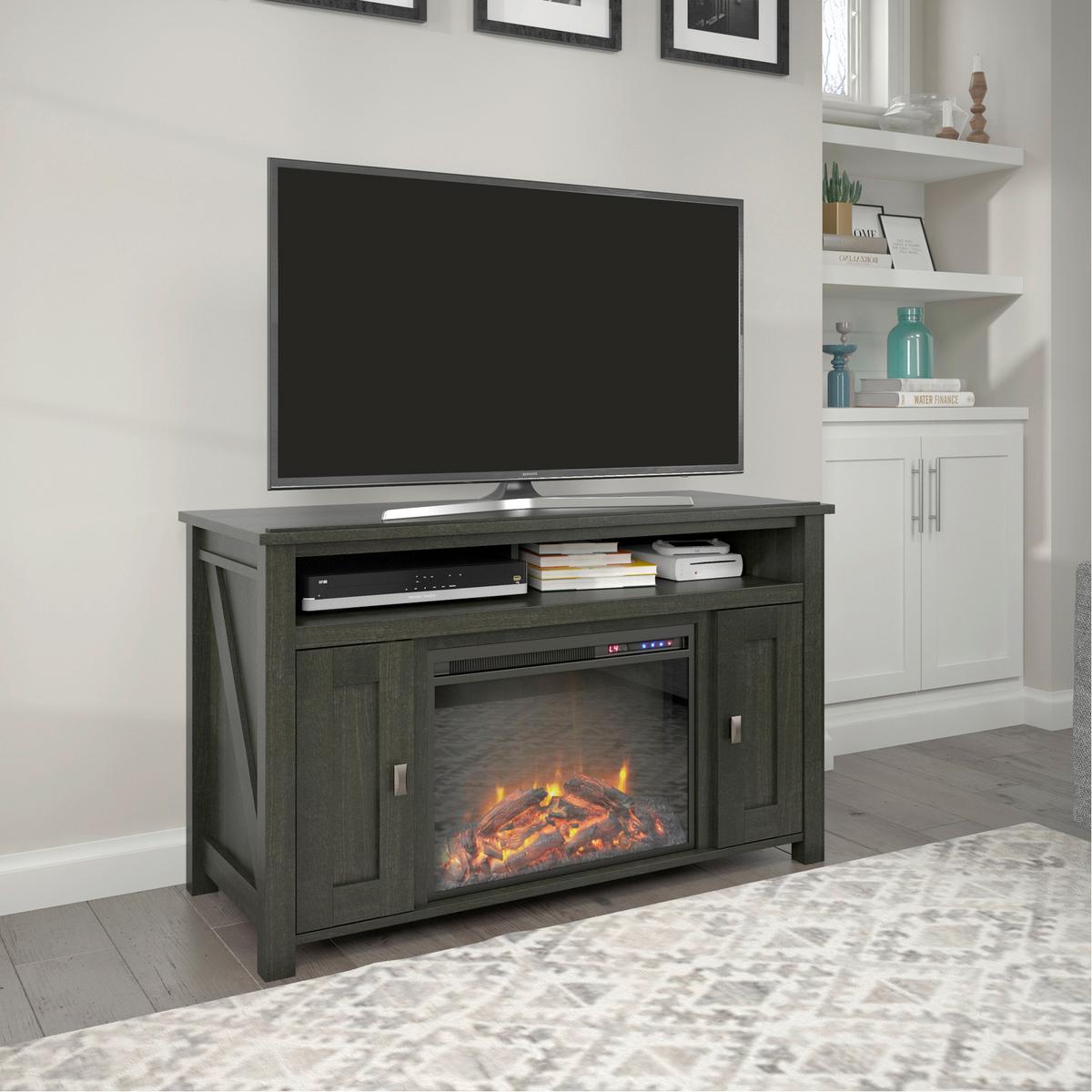 Lowboard Farmington Schwarz B: 121cm - Schwarz, Design, Glas/Holzwerkstoff (121/75/40cm) - MID.YOU