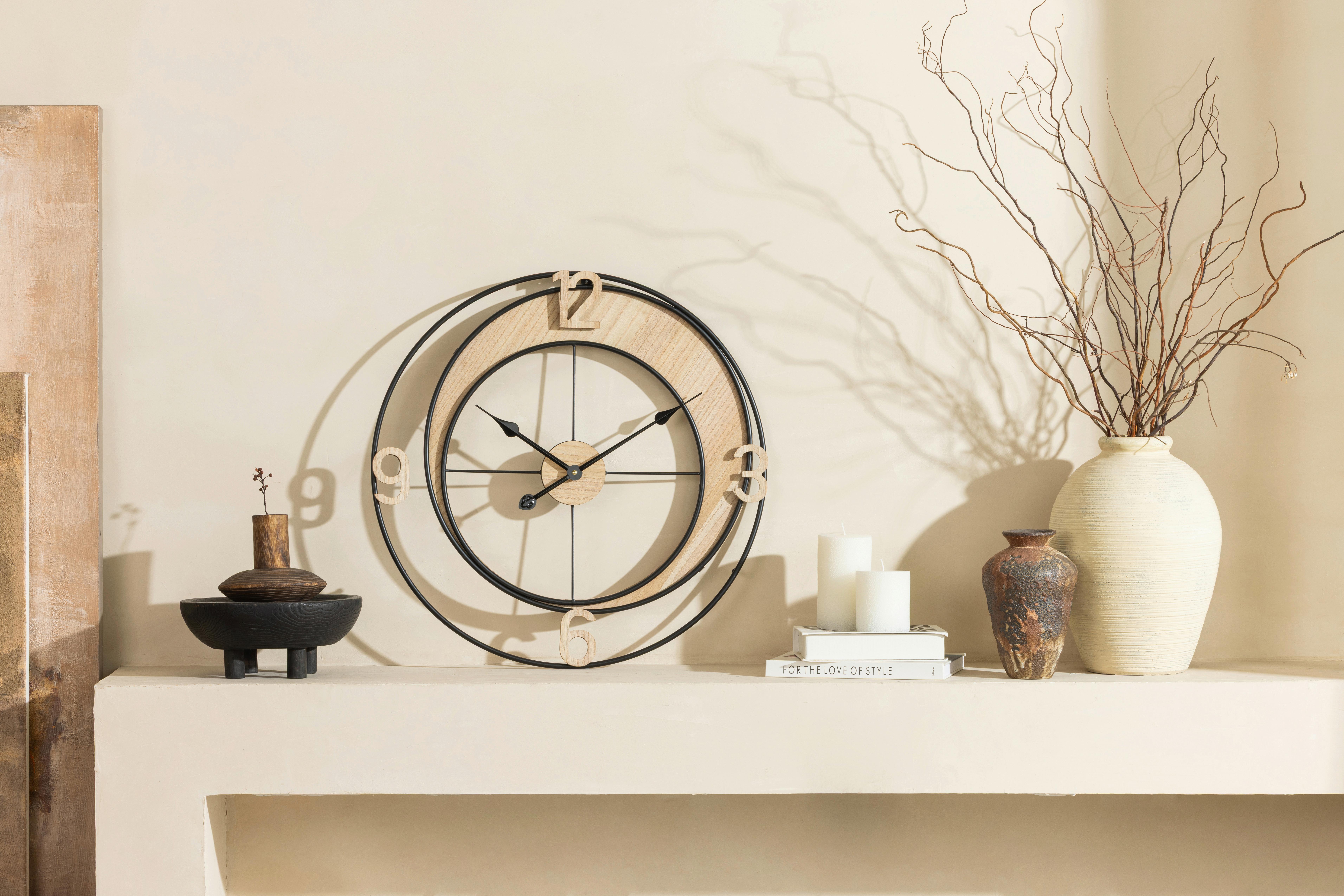 Wanduhr Ida - Schwarz/Braun, KONVENTIONELL, Holz/Holzwerkstoff (60/3cm) - Luca Bessoni