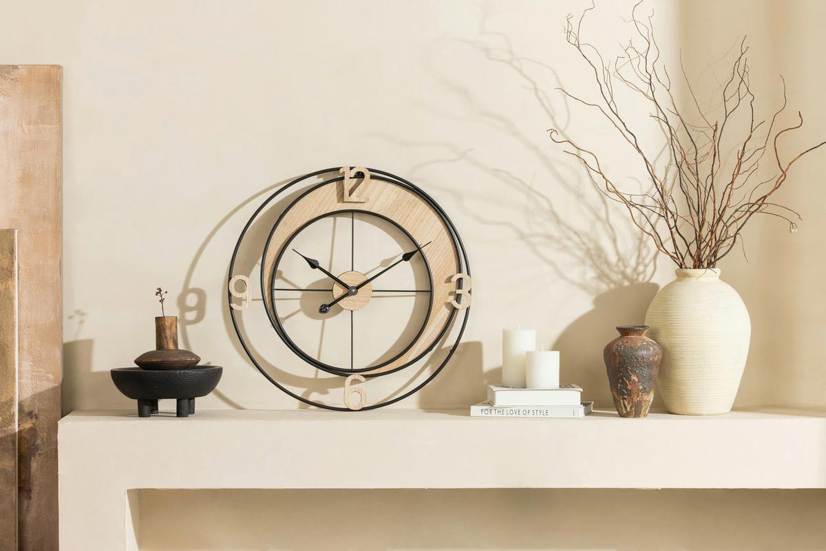 Wanduhr Ida - Schwarz/Braun, KONVENTIONELL, Holz/Holzwerkstoff (60/3cm) - Luca Bessoni