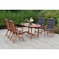 Gartentischgruppe Vitoria 5-Tlg. Aus Holz Mit Auflagen - Eukalyptusholzfarben/Grau, KONVENTIONELL, Holz/Textil - Gardenson