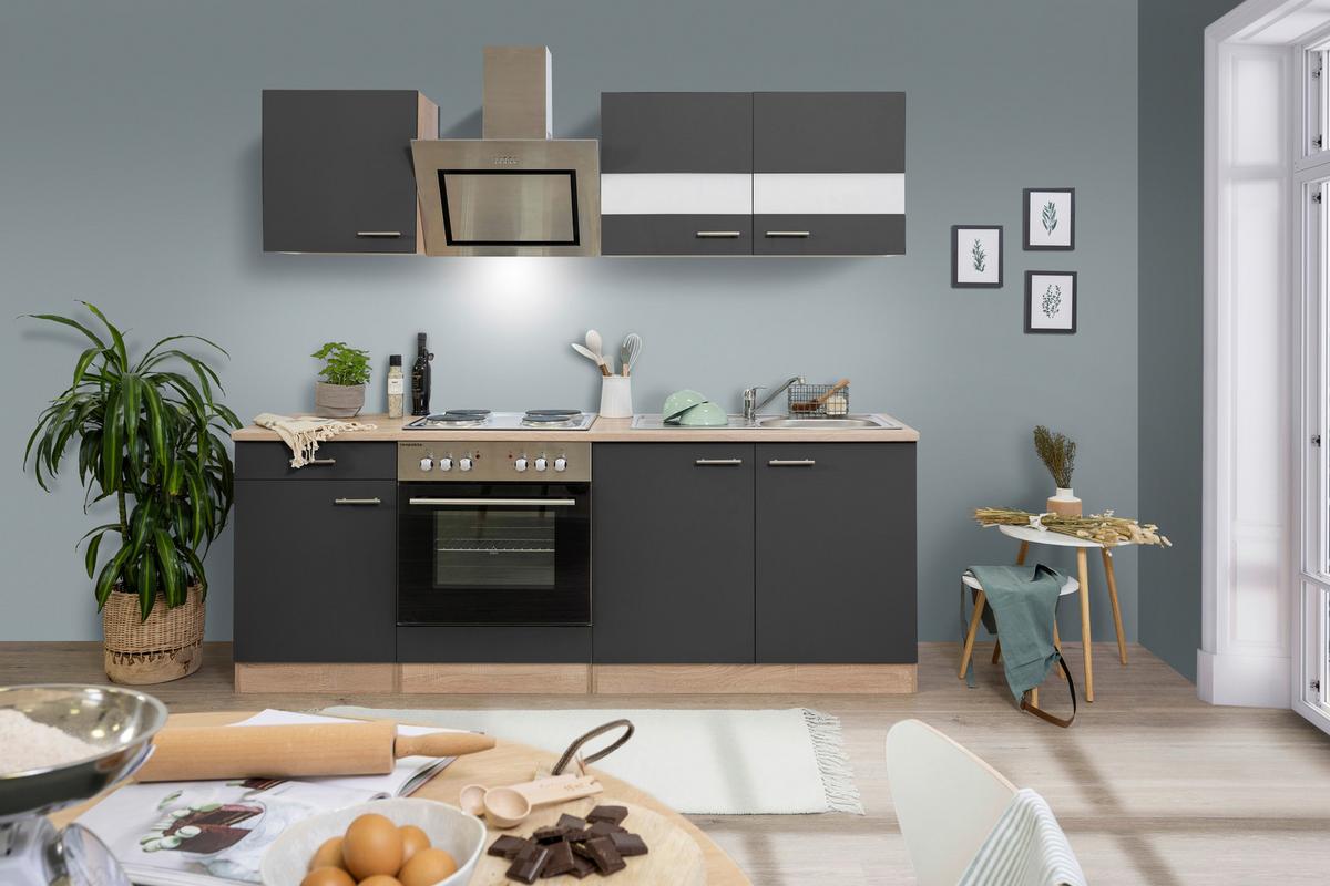 Küchenblock Merle Küchenblock 210 cm - Eichefarben/Grau, Basics, Holzwerkstoff (210cm) - Respekta