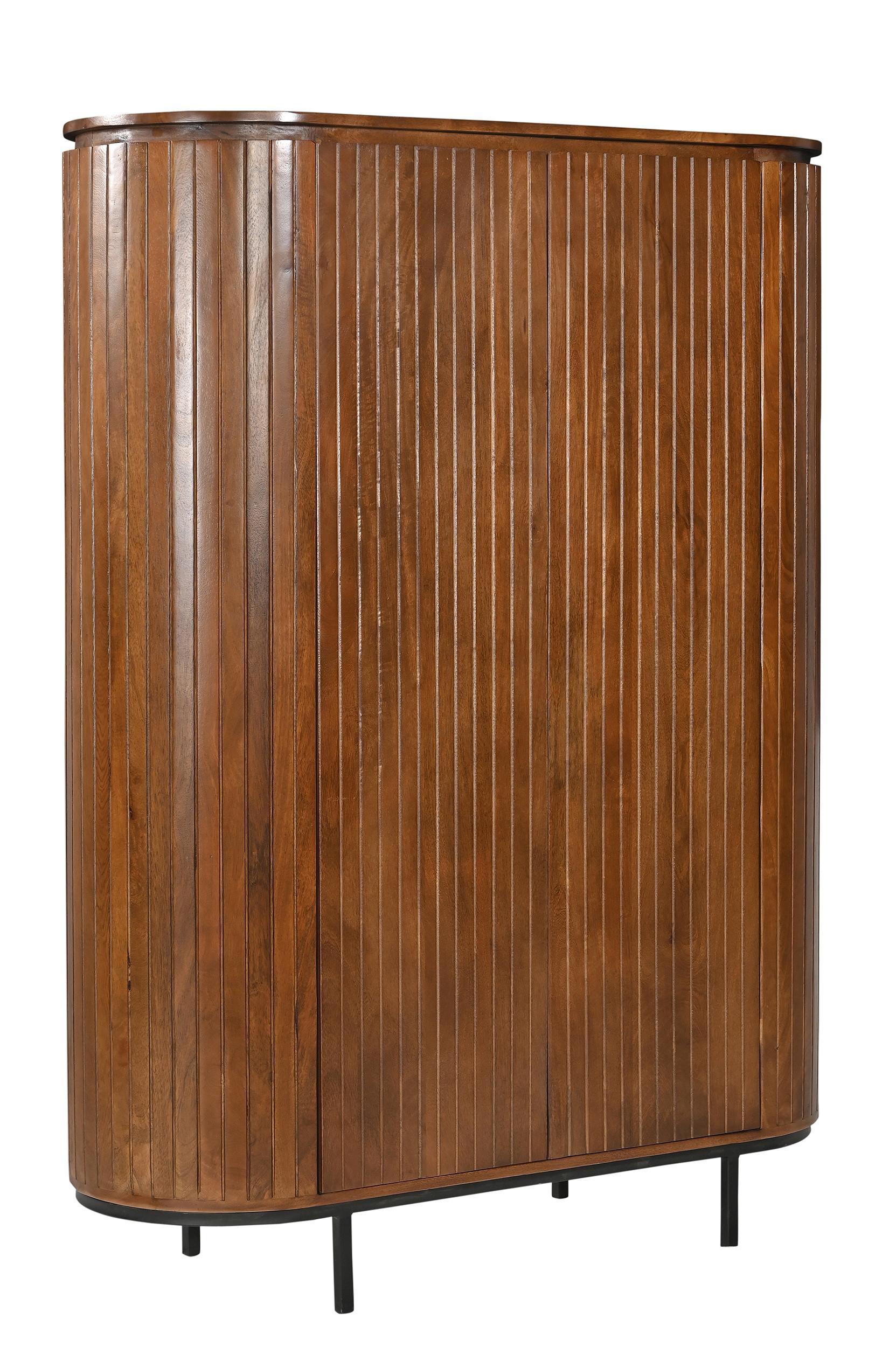 Highboard Mangoholz/Schwarz B: 115cm - Schwarz/Naturfarben, Design, Holz/Metall (115/151/43cm) - MID.YOU