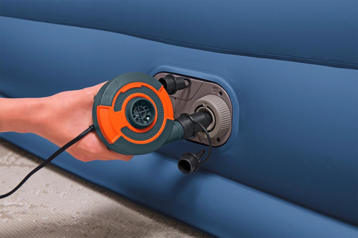 Luftmatratze Queen Built-in Ac Pump 203x152x46 Cm Bis 300 Kg - Blau/Grau, MODERN, Kunststoff (203/152/46cm) - Bestway