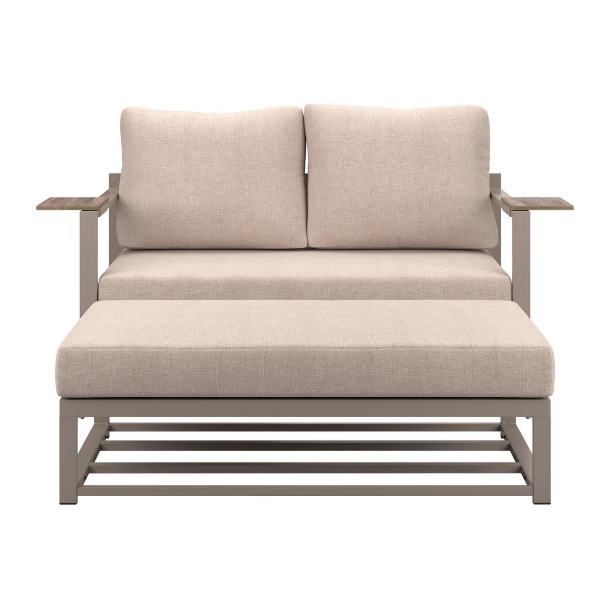 Loungesofa Atlanta - Dunkelgrau/Beige, MODERN, Kunststoff/Textil - Beldano