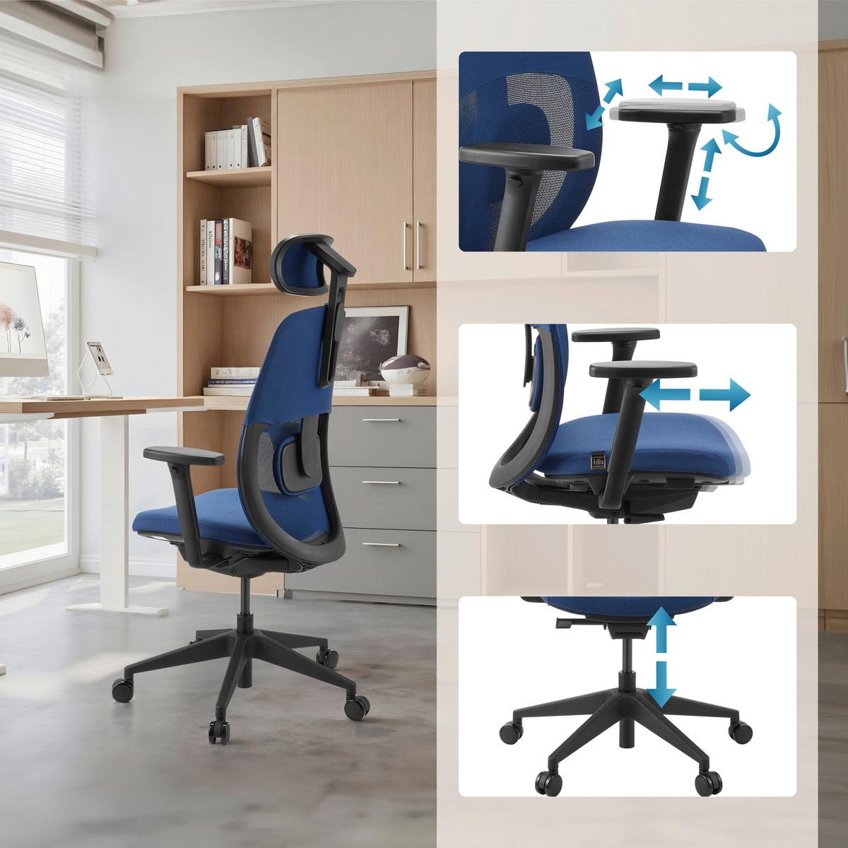 DREHSTUHL Skandis Pro Blau B: 71cm - Blau/Schwarz, MODERN, Kunststoff/Textil (71/131/66cm) - MID.YOU