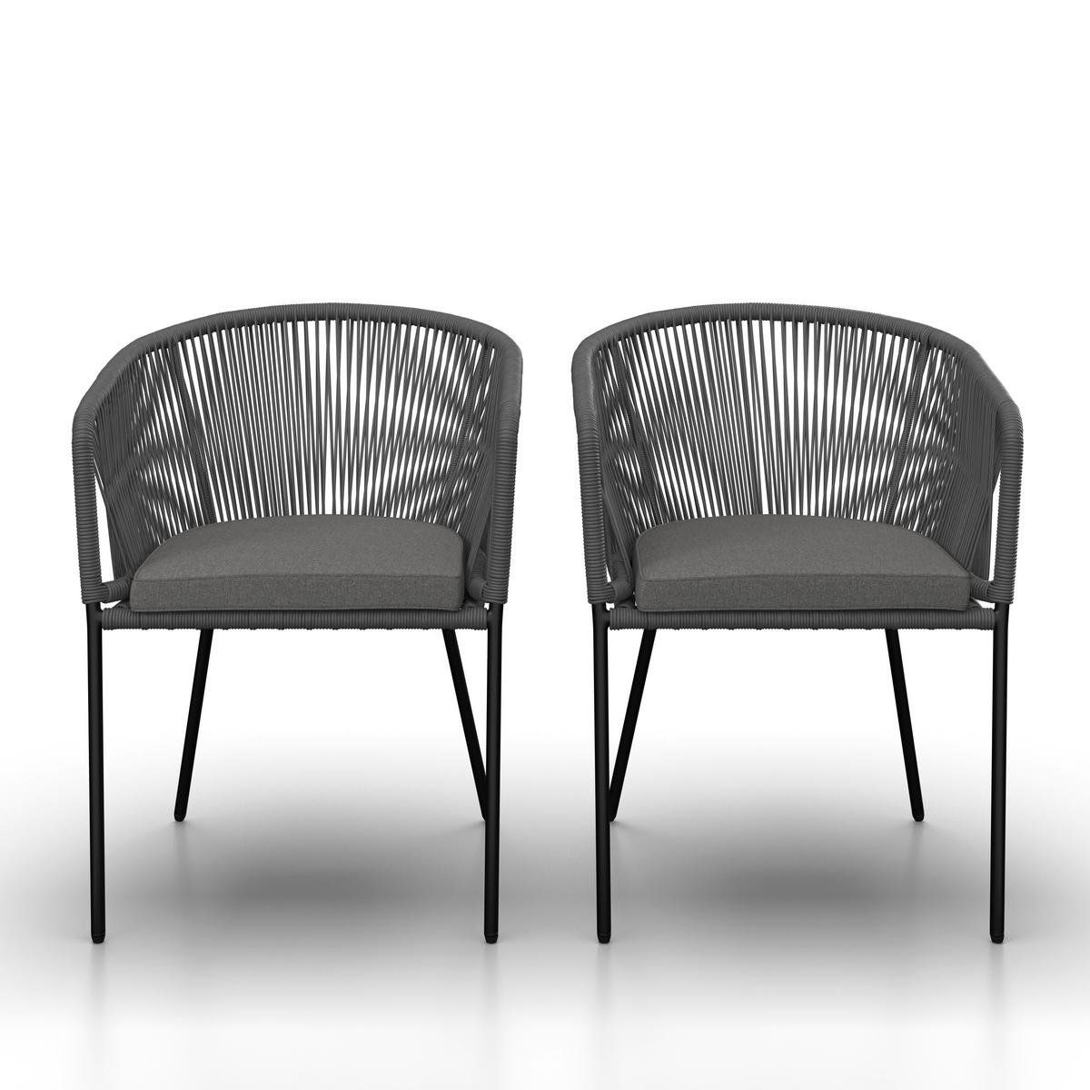 SADA ZAHRADNÍCH KŘESEL VICTOR - tmavě šedá, Moderní, kov/textil (56/59/78cm) - Bessagi Garden