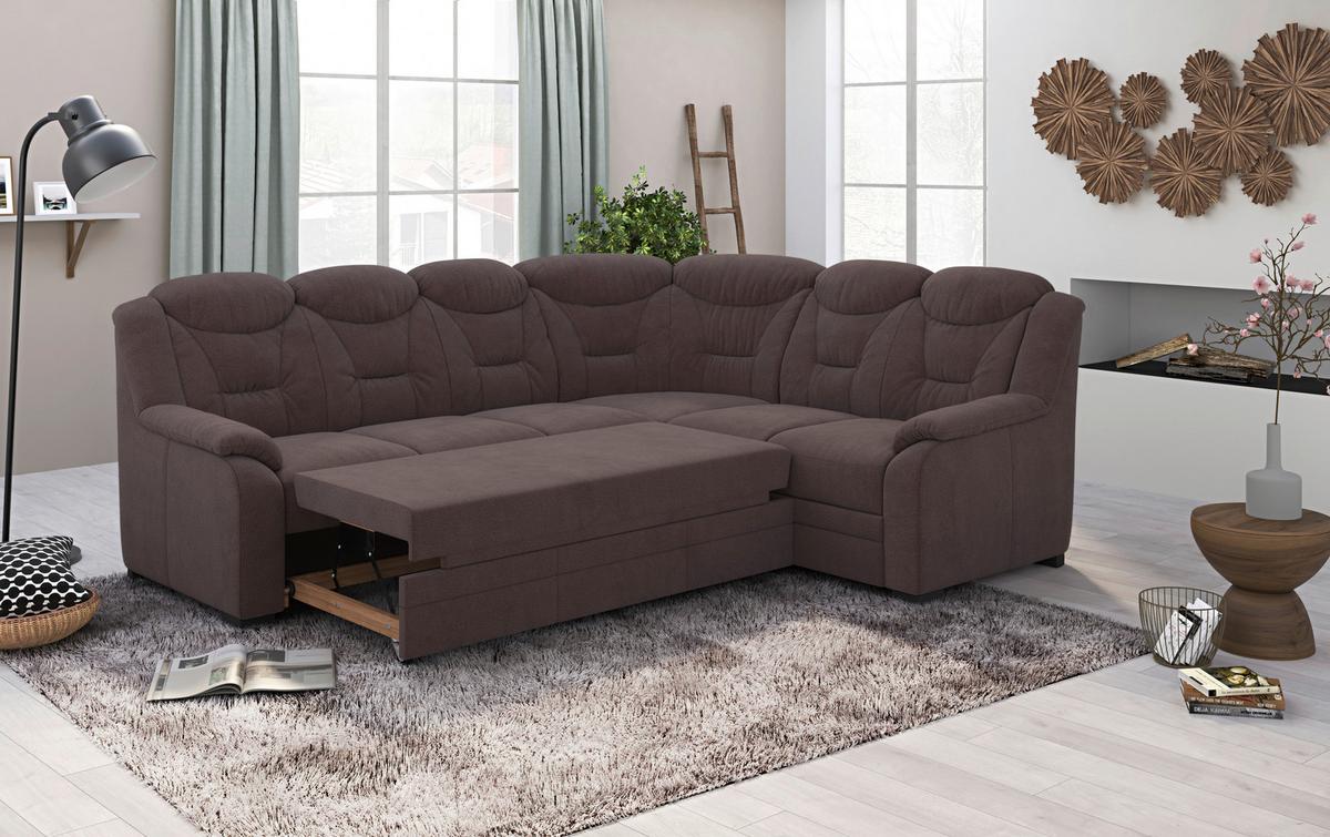 Ecksofa Marcus Braun S: 263x211 cm - Schwarz/Braun, Basics, Textil (263/211cm) - MID.YOU