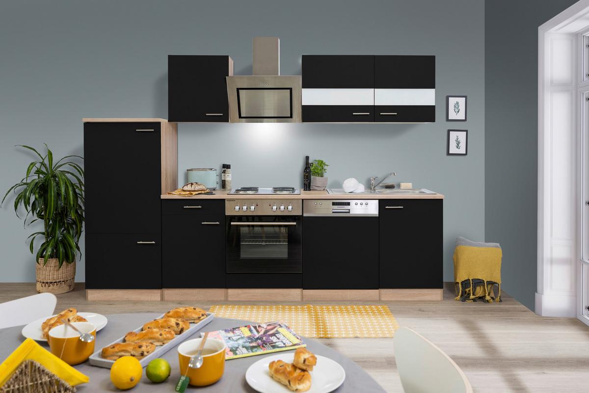 Küchenblock Merle Küchenblock 280 Cm - Eichefarben/Schwarz, Basics, Holzwerkstoff (280cm) - Respekta