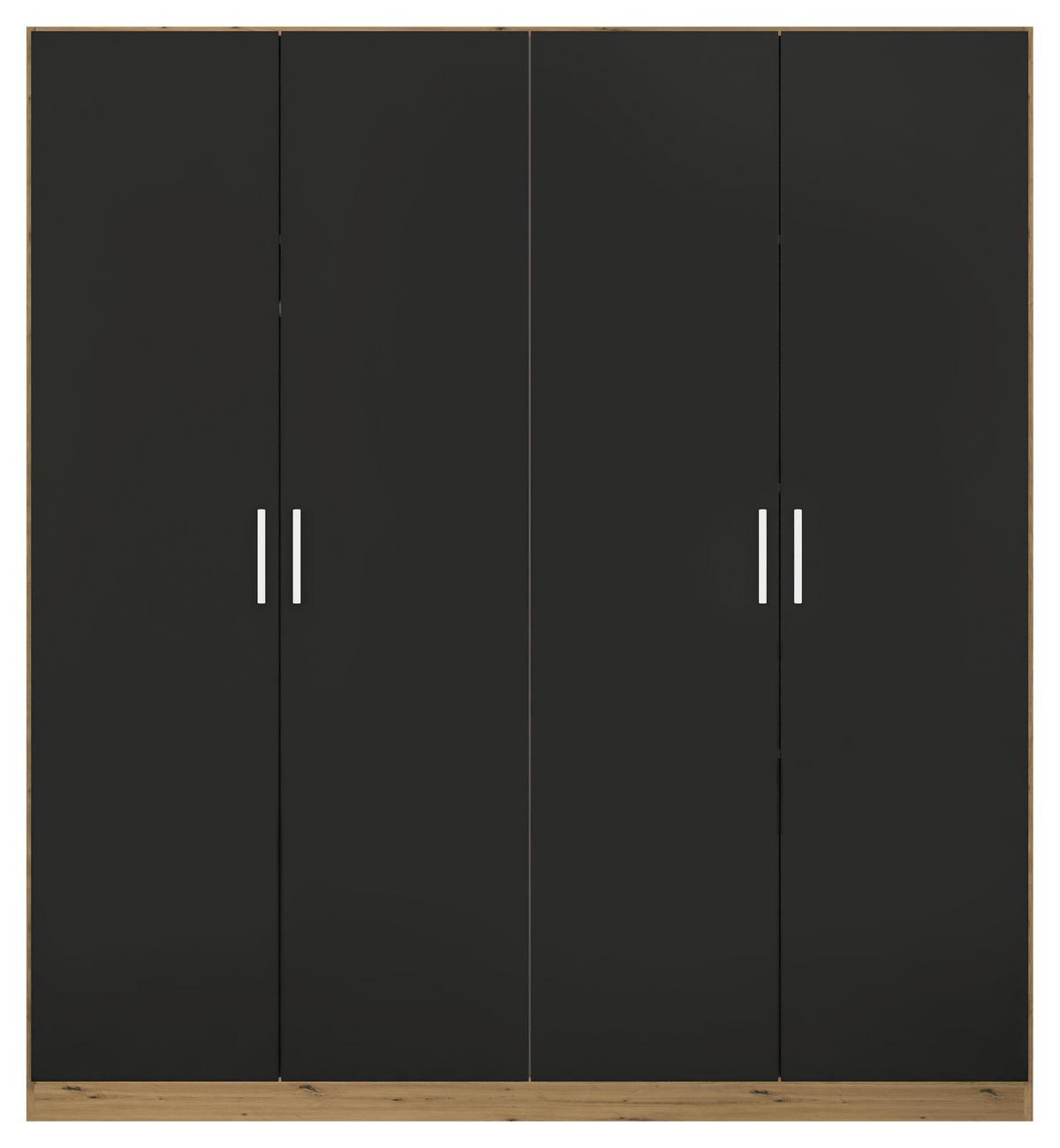 Skriňa s otočnými dverami dub Artisan/sivá 181cm - sivá/chrómová, Modern, kompozitné drevo/plast (181/197/54cm) - Rauch Möbel