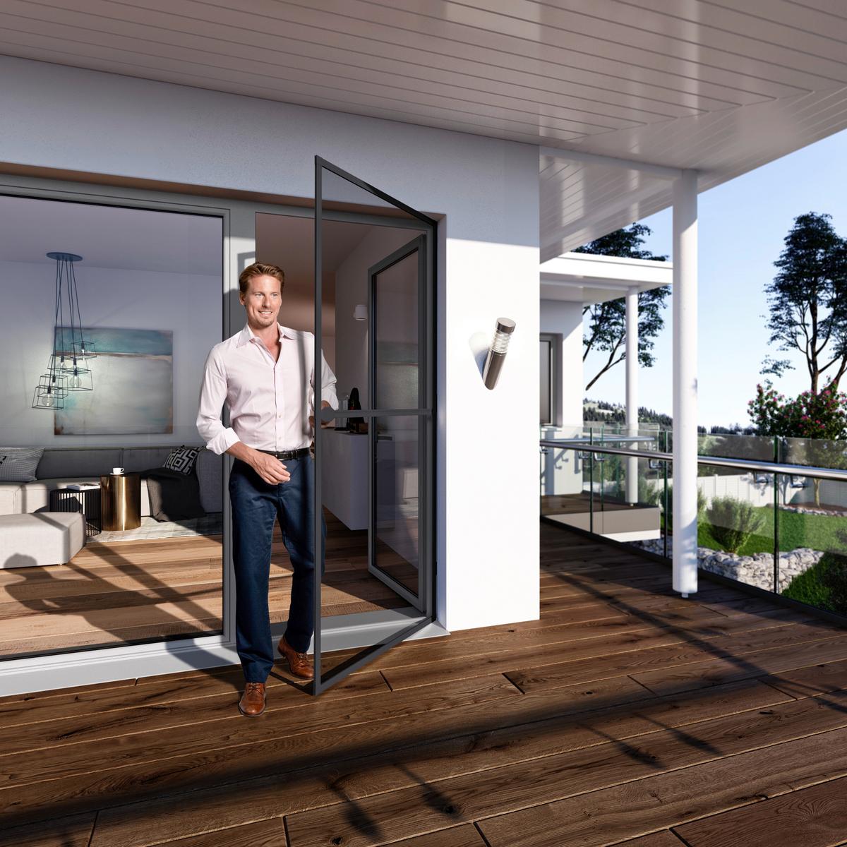 Insektenschutzgitter Rahmentür 100x210 Cm - Anthrazit, KONVENTIONELL, Kunststoff/Metall (100/210cm)