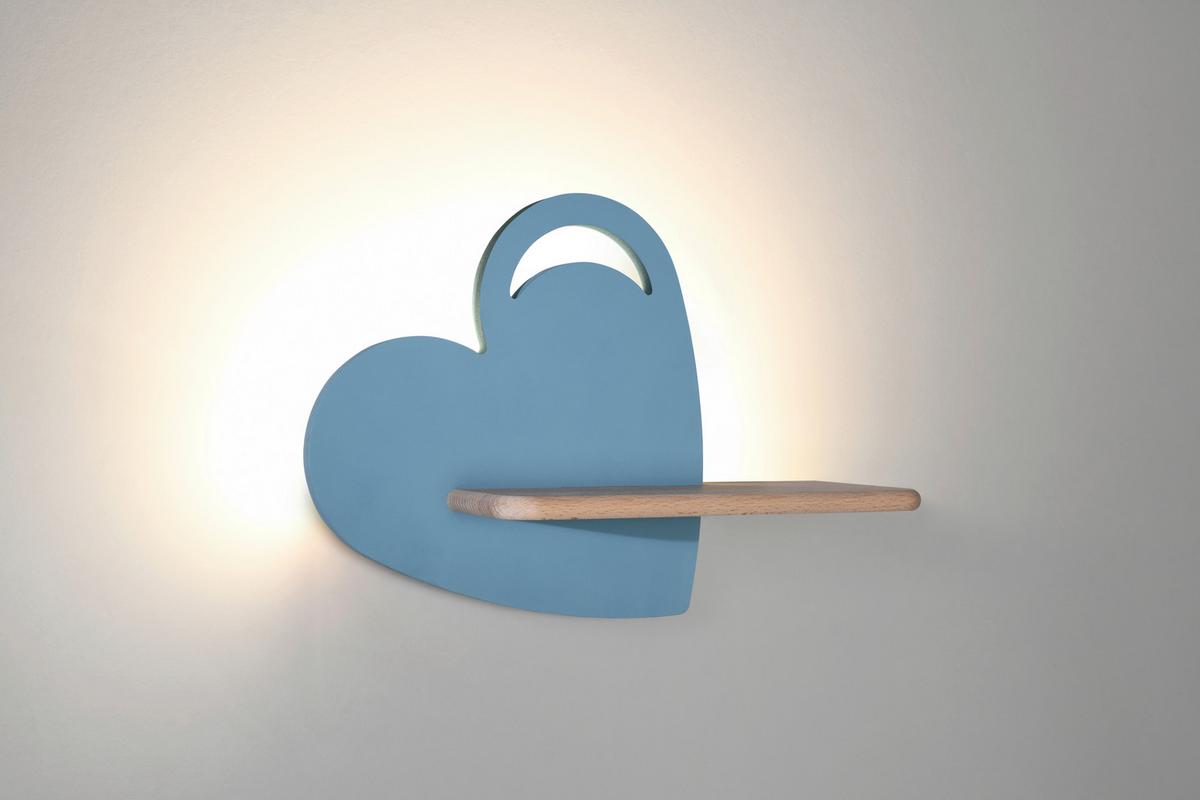Kinderwandleuchte 21-03867 Heart - Hellblau, KONVENTIONELL, Holz/Holzwerkstoff (36/12/26cm)