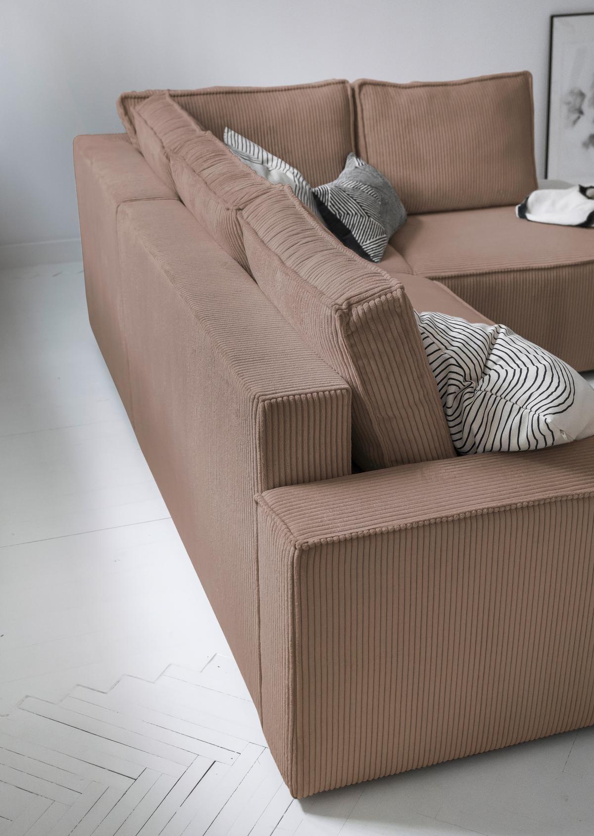 Sedačka Oliver, pravá, šedohnědá barva - černá/šedohnědá, Design, textil/plast (247/194cm) - MID.YOU