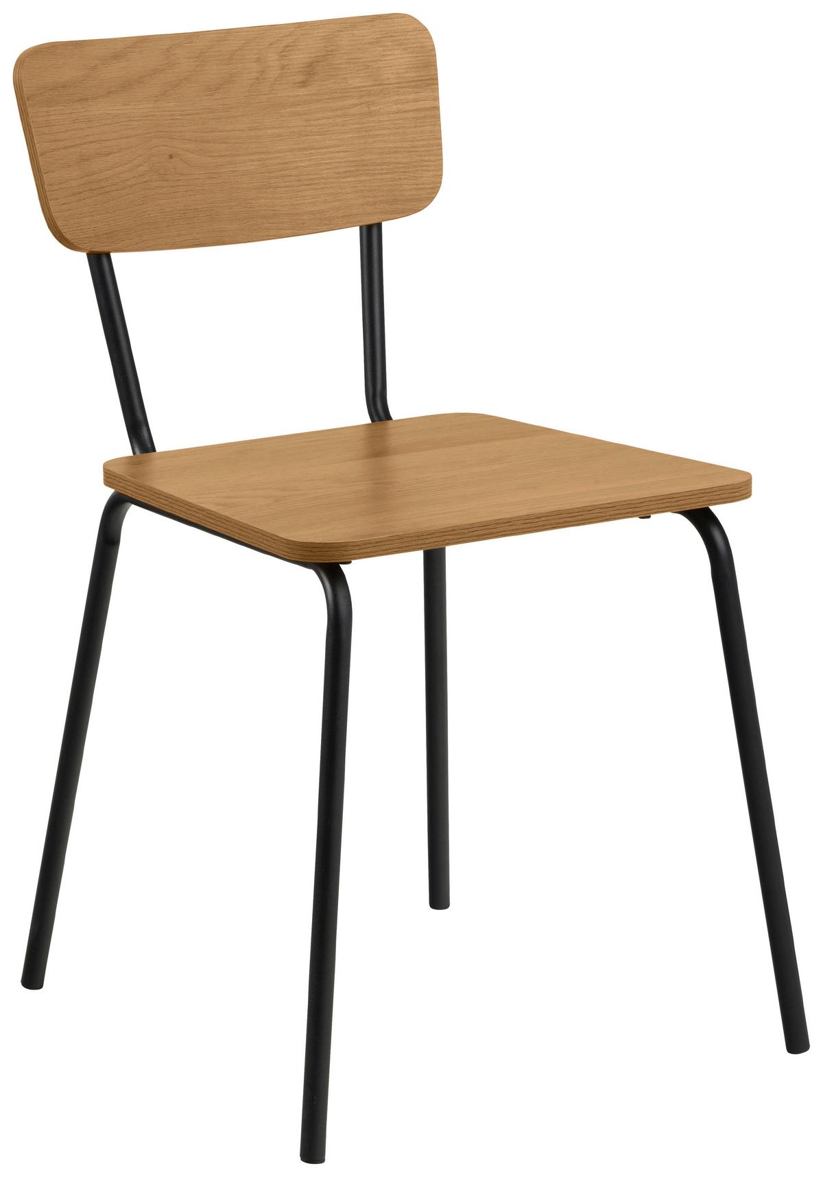 Židle, dekor dubu - černá/barvy dubu, Trend, kov/plast (52,5/75/45,6cm) - MID.YOU