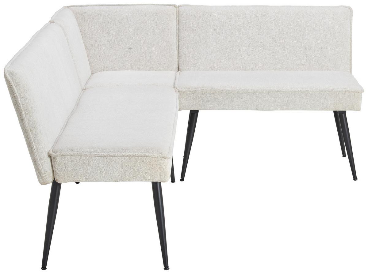 Eckbank Beige Leinenoptik Polyester Aleks 195x157 cm - Beige/Schwarz, LIFESTYLE, Textil/Metall (195/157cm) - MID.YOU