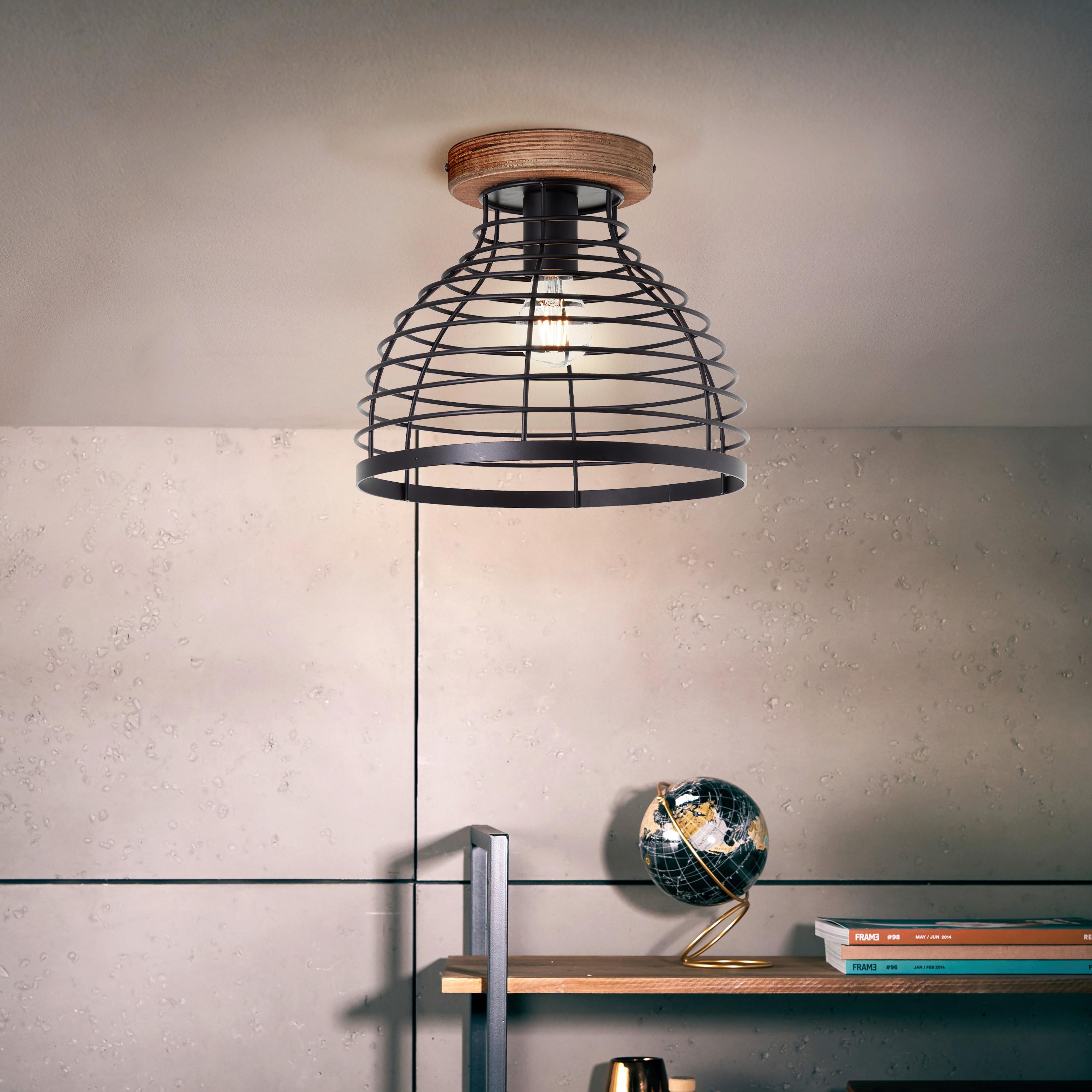 Deckenleuchte 99563/76 Avia - Schwarz, Natur, Holz/Metall (30/25cm) - Brilliant