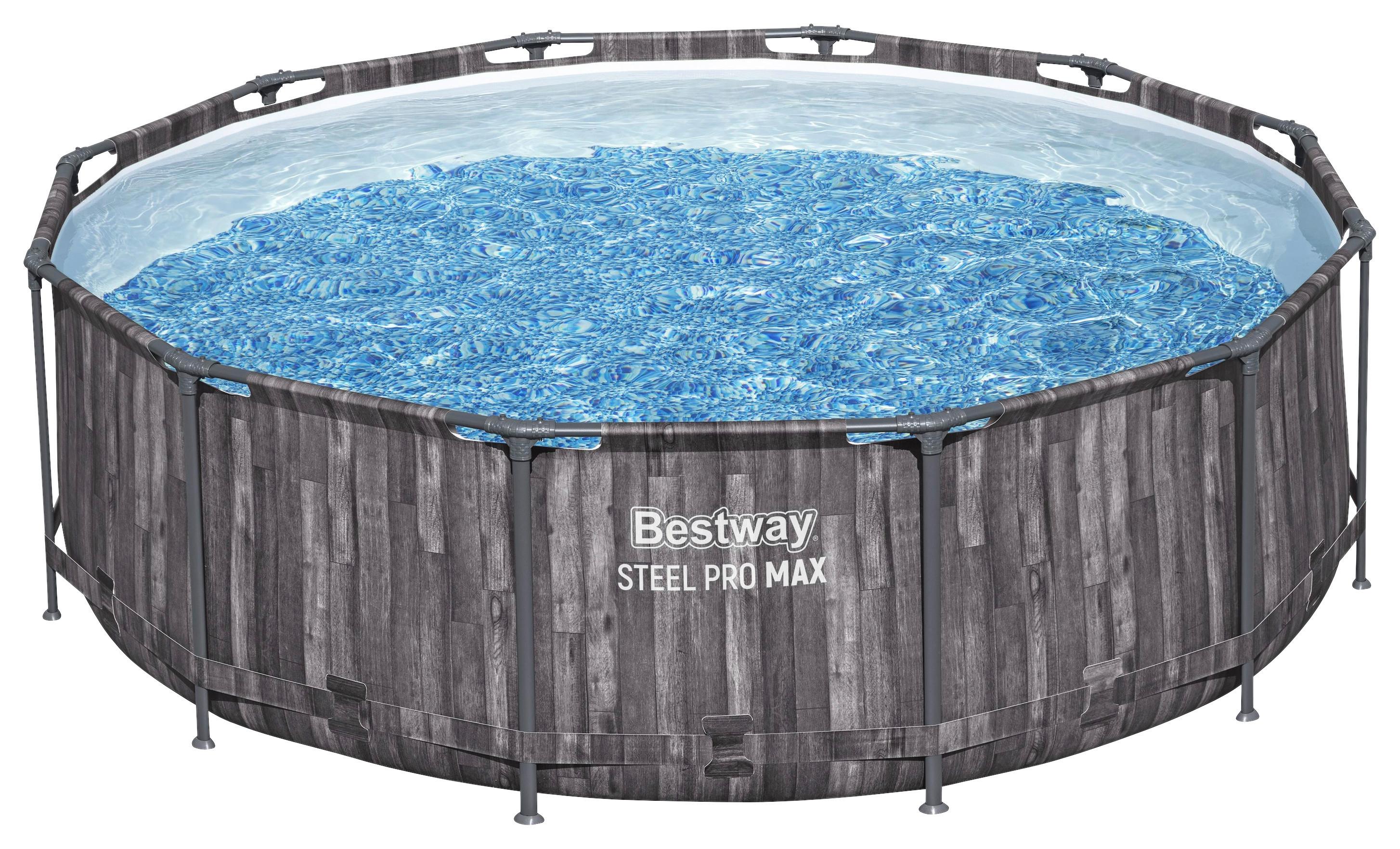 Pool Gustav - Blau/Dunkelgrau, KONVENTIONELL, Kunststoff/Metall (366/100cm) - Bestway