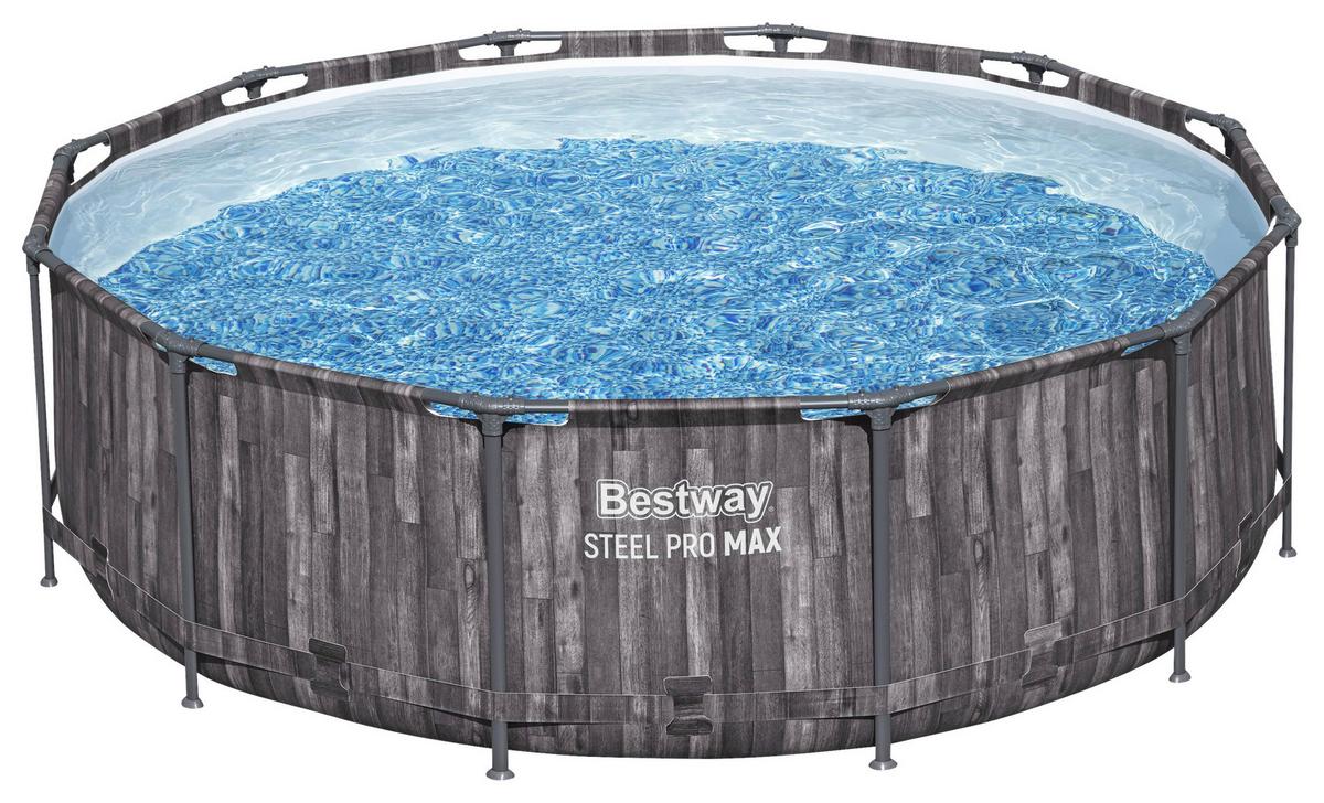 Pool Gustav - Blau/Dunkelgrau, KONVENTIONELL, Kunststoff/Metall (366/100cm) - Bestway