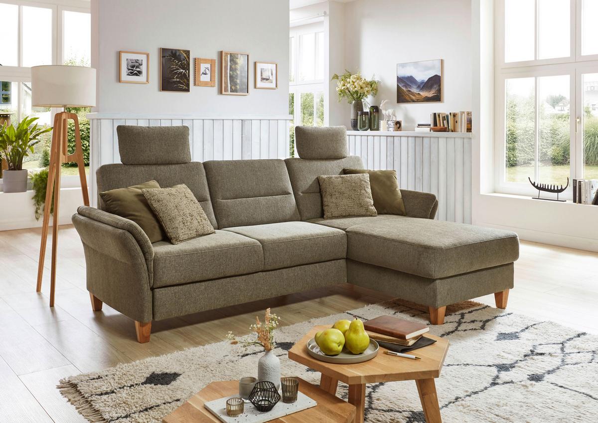 Ecksofa Westerland grün Schlaffunktion, 252x162 cm - Eichefarben/Grün, KONVENTIONELL, Textil (252/162cm) - Sit & More
