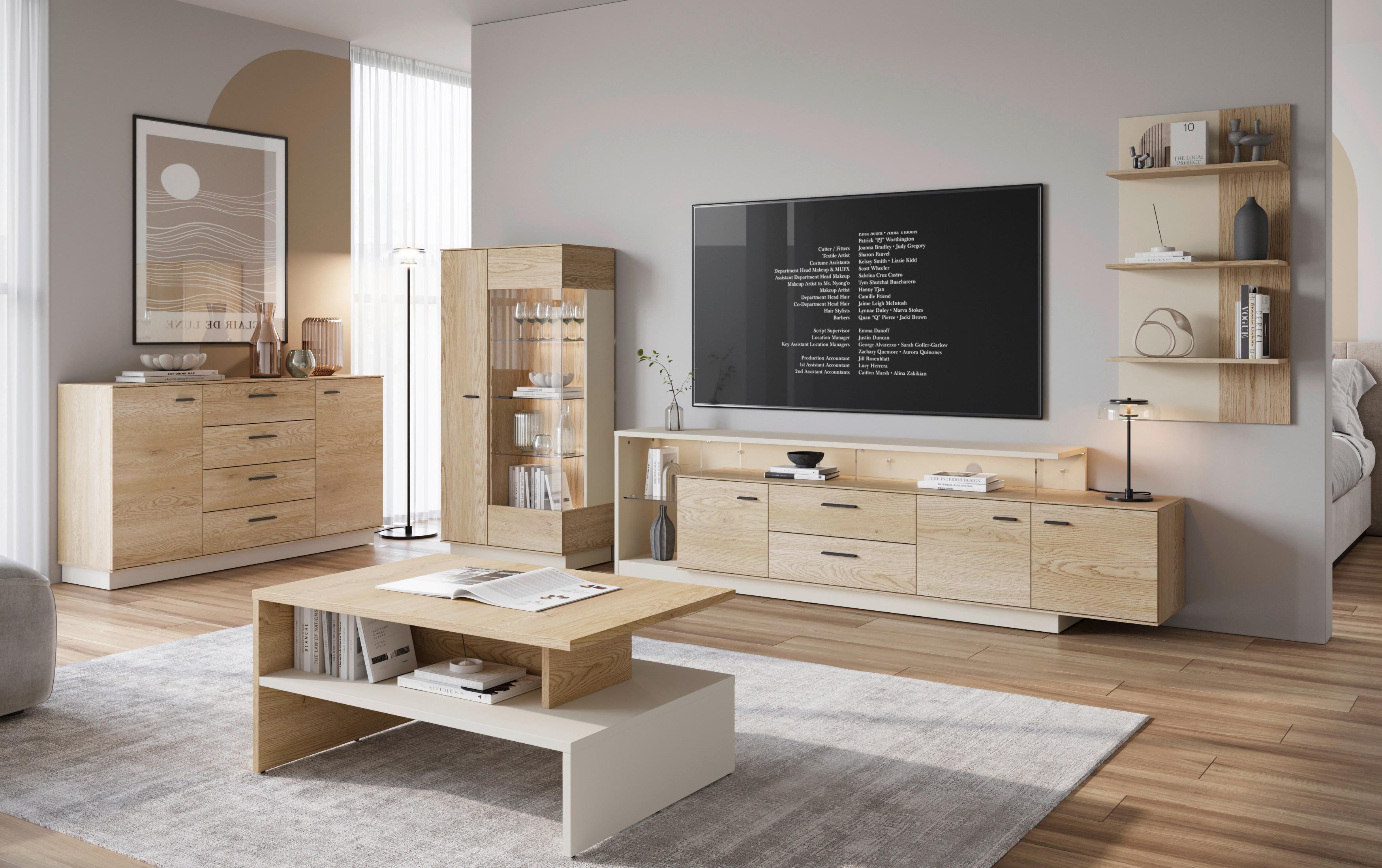 Tv-element, B: 236,4 Cm Eichefarben/kaschmir