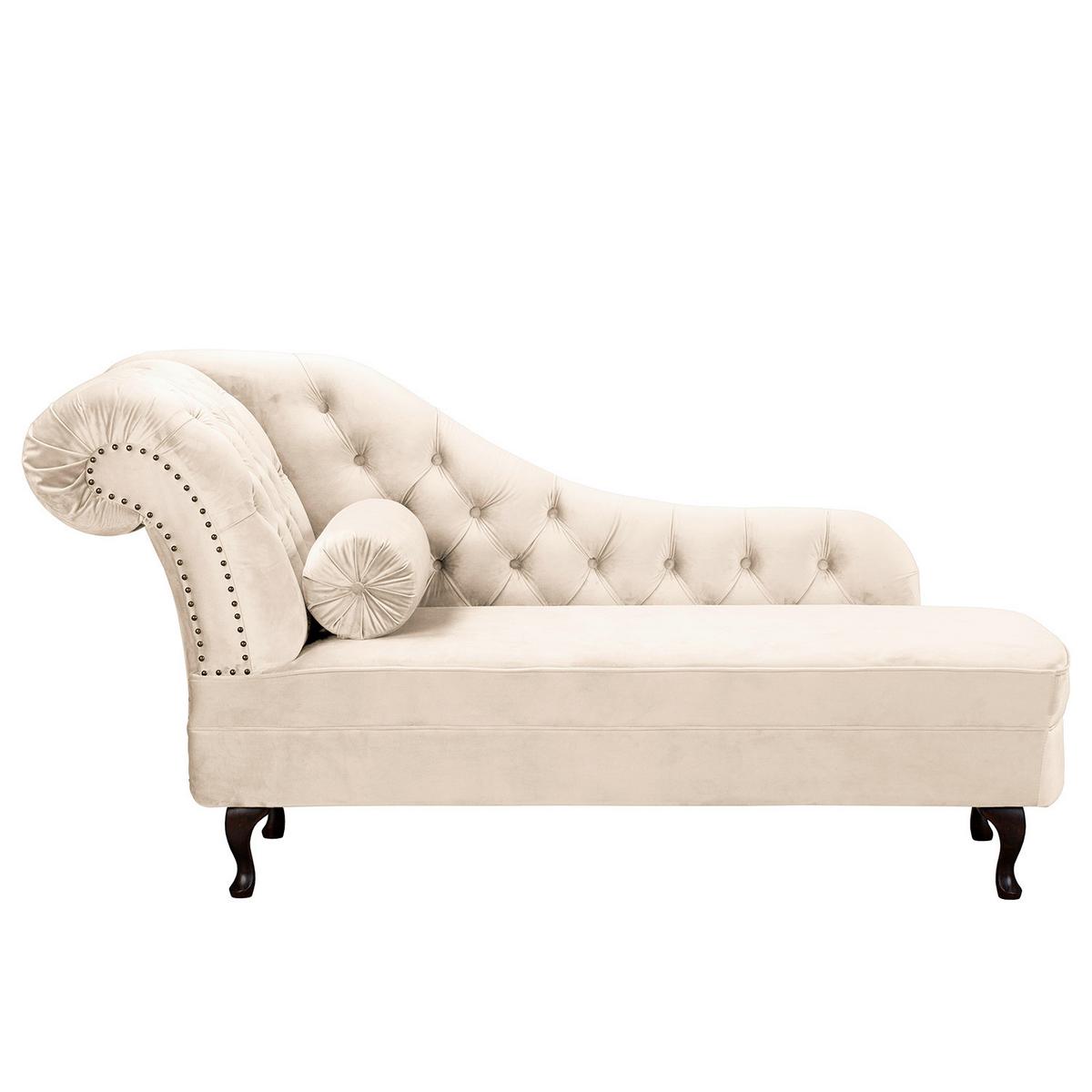 Récamiere Pako Creme B: 185cm - Creme/Braun, Design, Textil (185/93/75cm) - Livetastic