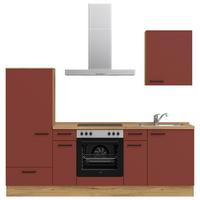 Küchenleerblock Easytouch Low-Line, L2 Links - Eichefarben/Rot, MODERN, Holzwerkstoff (240cm) - Nobilia