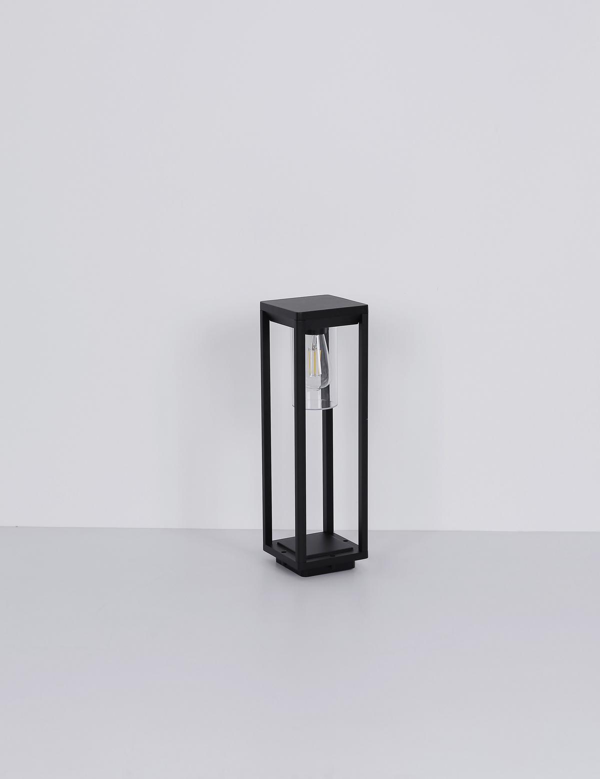 Außenleuchte Candela 15 Watt Aluminium - Klar/Schwarz, Basics, Kunststoff/Metall (15/15/50cm) - Globo