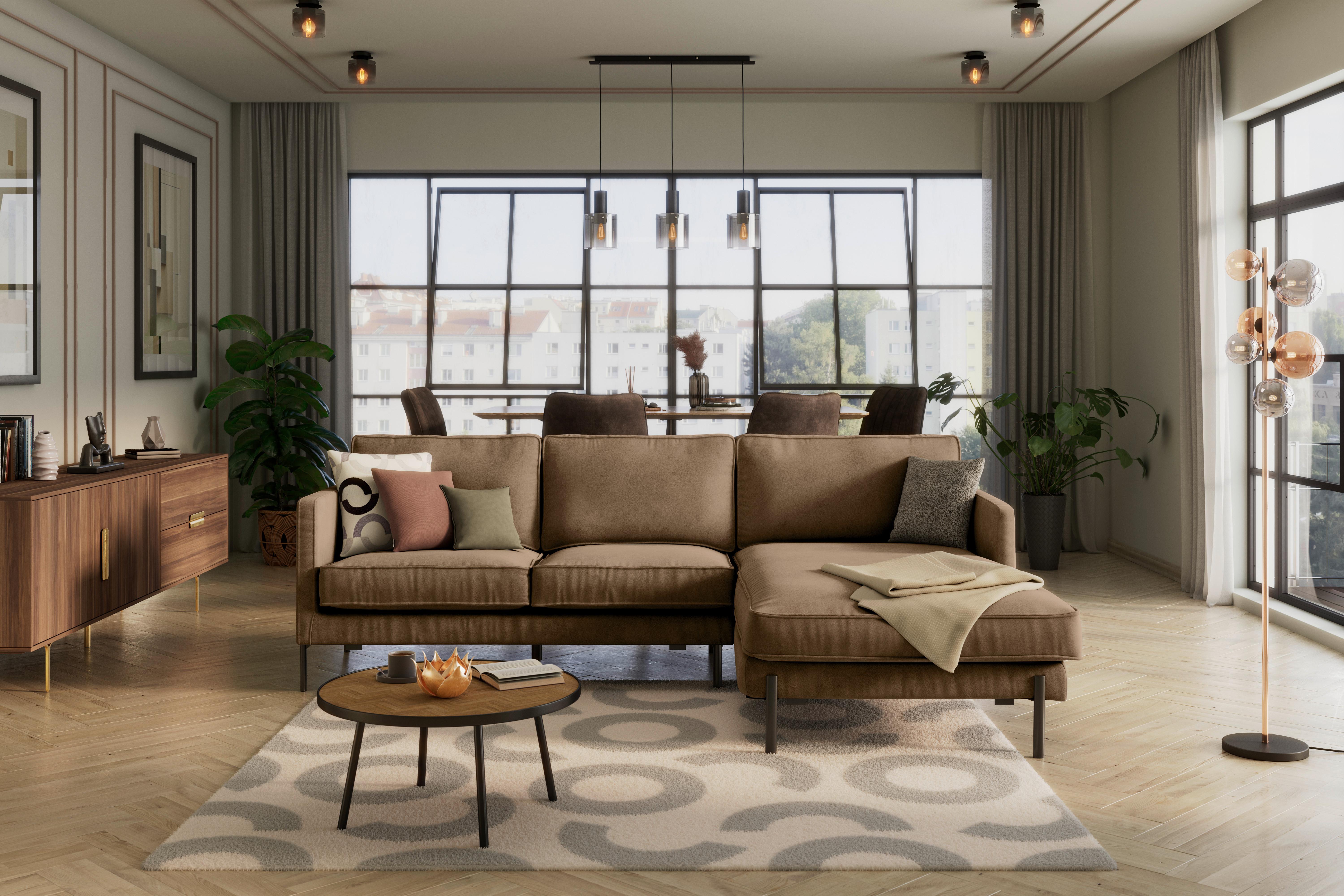 Ecksofa Yukon Braun S: 232x154 Cm - Schwarz/Braun, Trend, Textil (232/154cm) - Livetastic