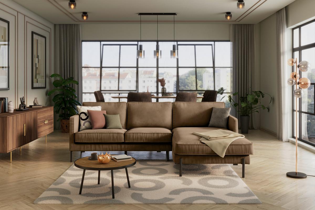 Ecksofa Yukon Braun S: 232x154 Cm - Schwarz/Braun, Trend, Textil (232/154cm) - Livetastic