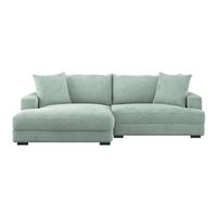 Ecksofa Pelle m. Kissen mintgrün Cord 180x265cm - Schwarz/Mintgrün, MODERN, Textil (180/265cm)