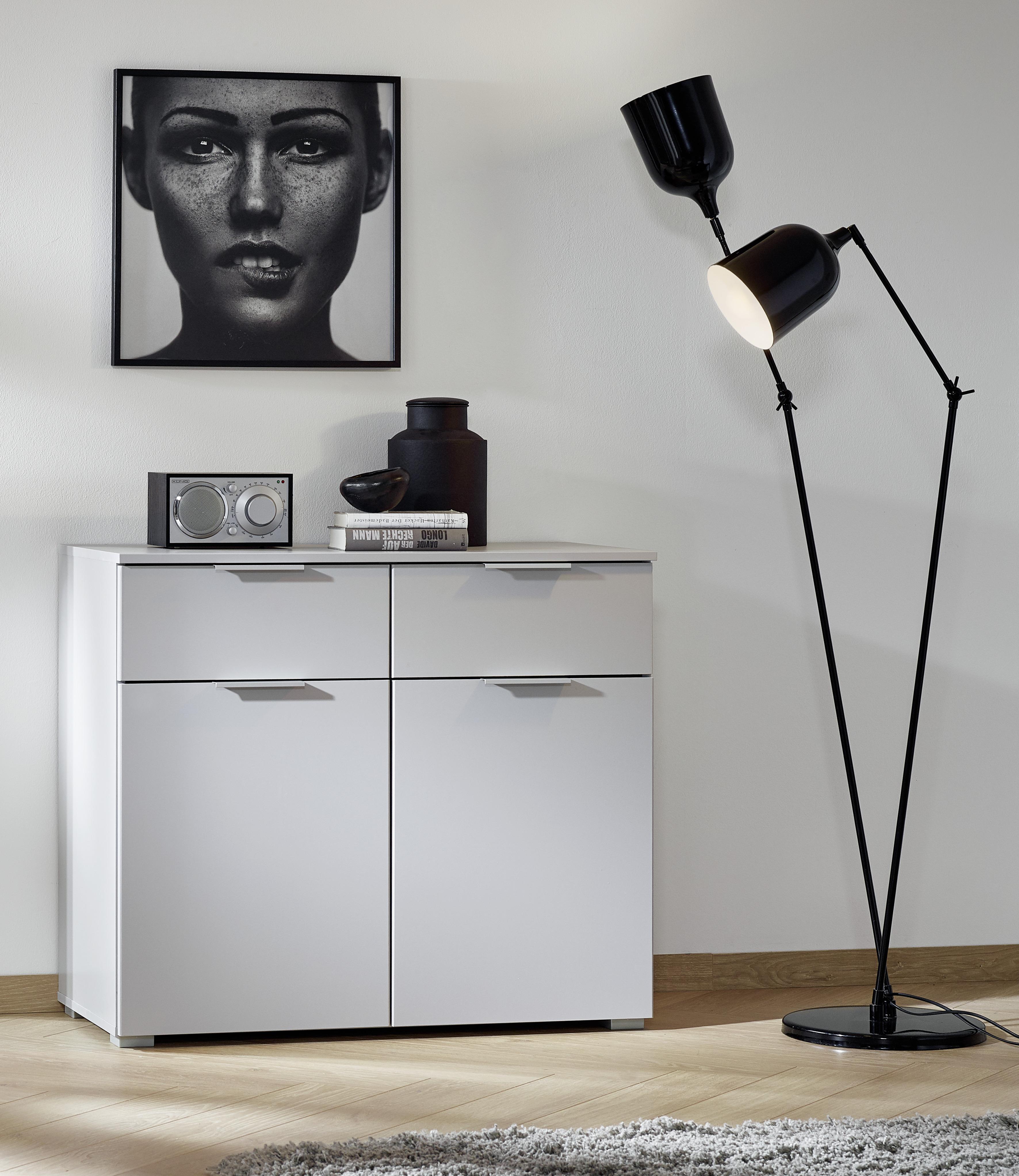 Kommode Mit Soft-close B: 93 Cm Alabama, Seidengrau - Hellgrau/Alufarben, MODERN, Holzwerkstoff (93/81/42cm)