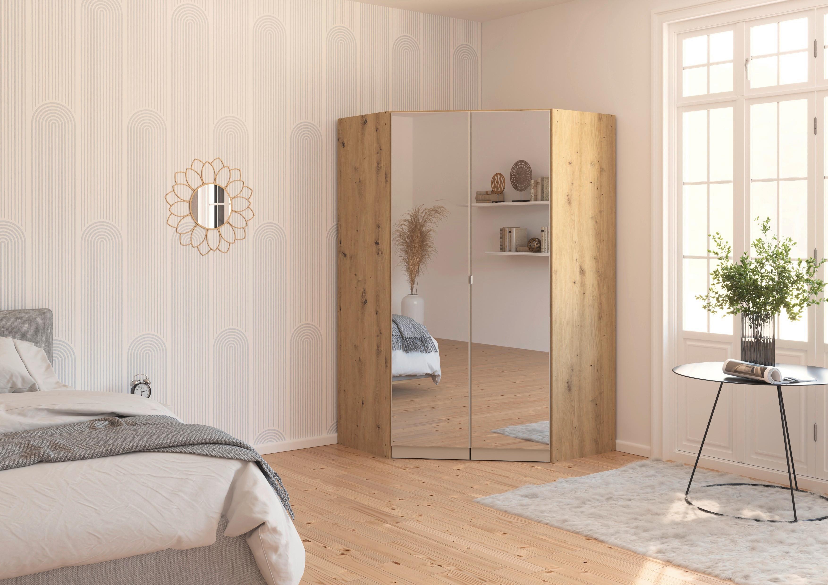 Eckkleiderschrank Celle Matt Champagner B: 117 cm - Eiche Artisan, Trend, Holzwerkstoff (117/197/117cm)