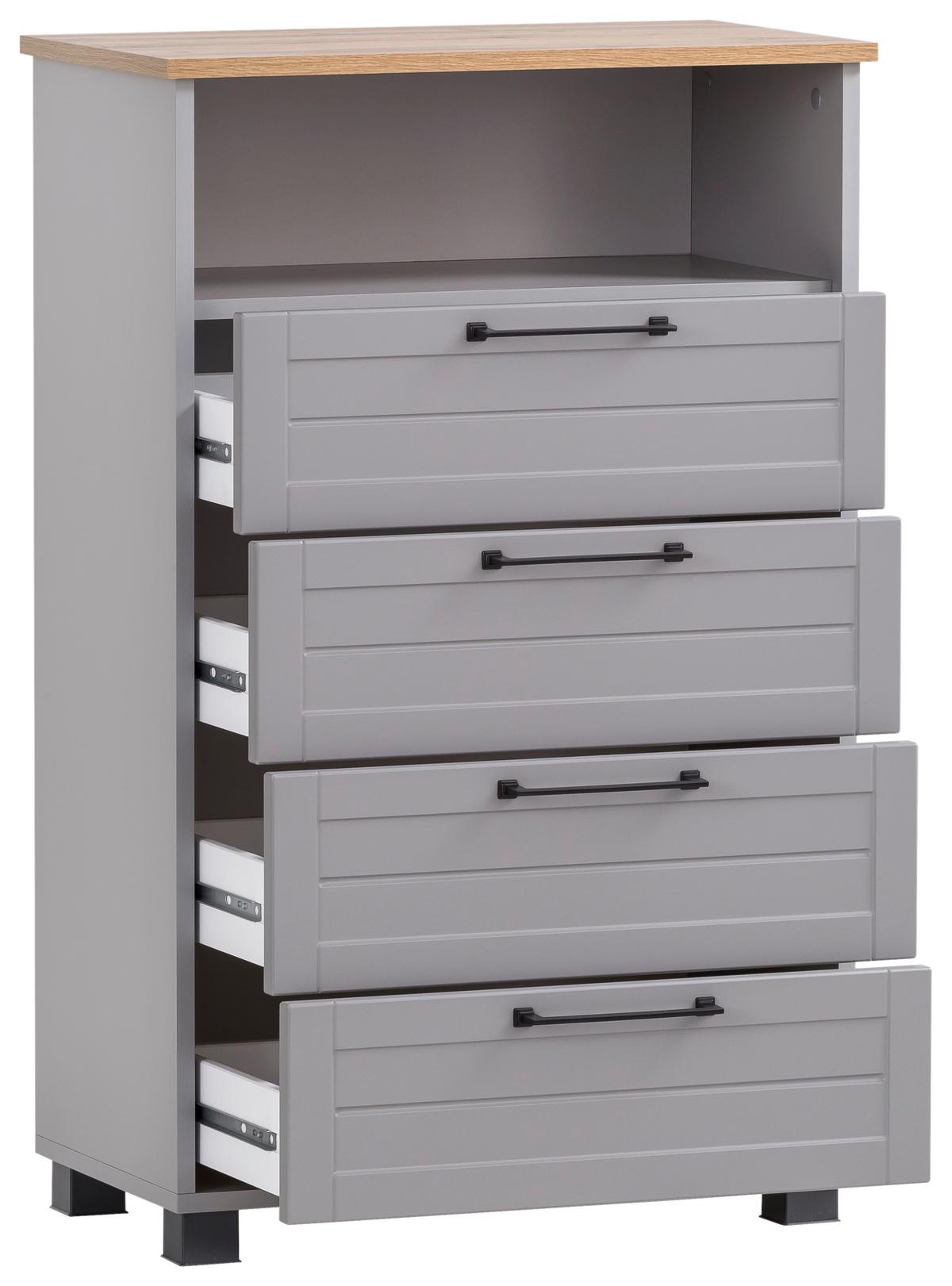 Highboard Jelda Highboard - Platinfarben/Eichefarben, Holzwerkstoff (62,4/102/34,1cm) - MID.YOU