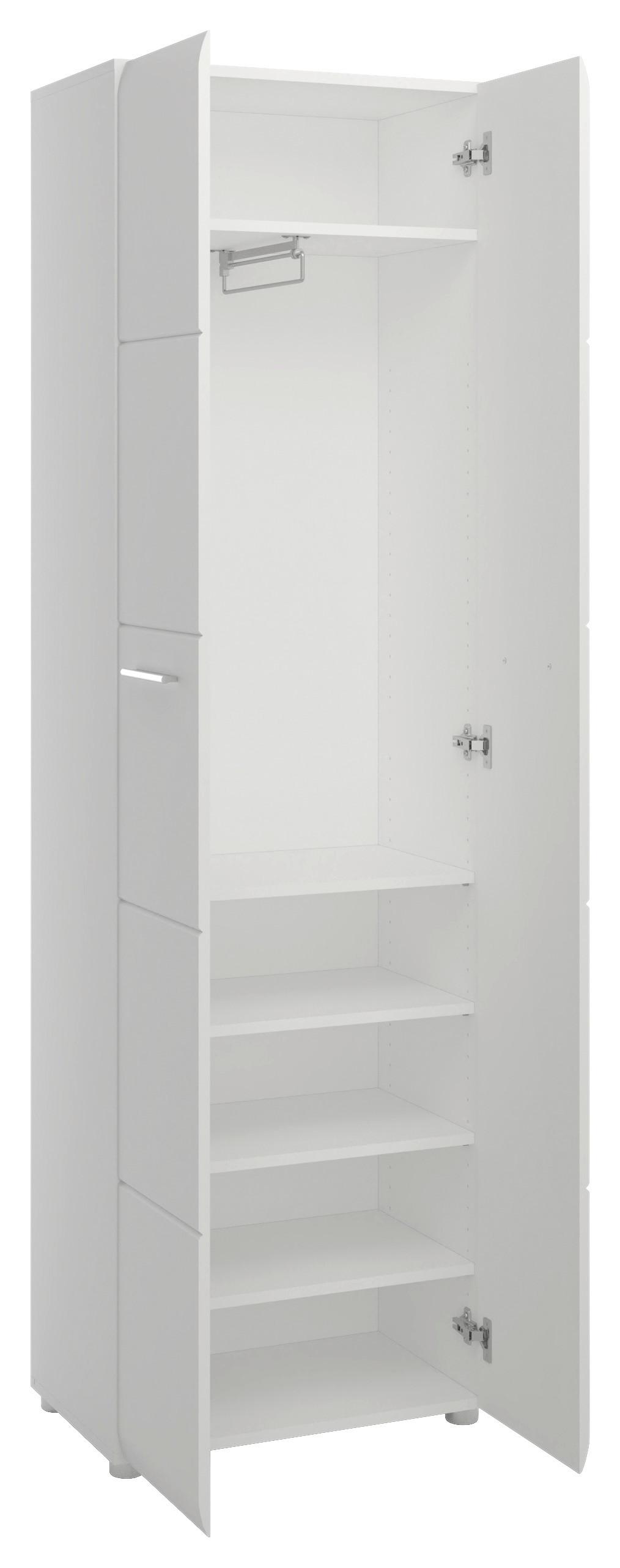 Garderobenschrank Merano Weiß B: 58,9 cm - Chromfarben/Weiß Hochglanz, MODERN, Holzwerkstoff (58,9/197/37cm)