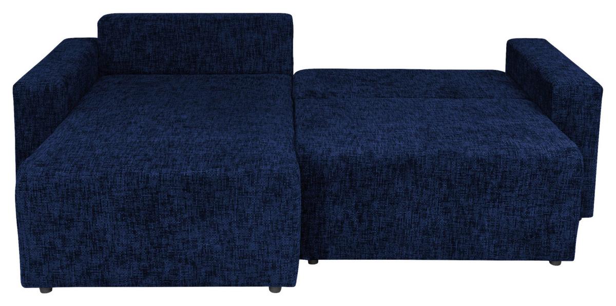 Ecksofa Dallas Velours Dunkelblau 258x173 Cm - Schwarz/Dunkelblau, MODERN, Holz/Kunststoff (258/173cm)