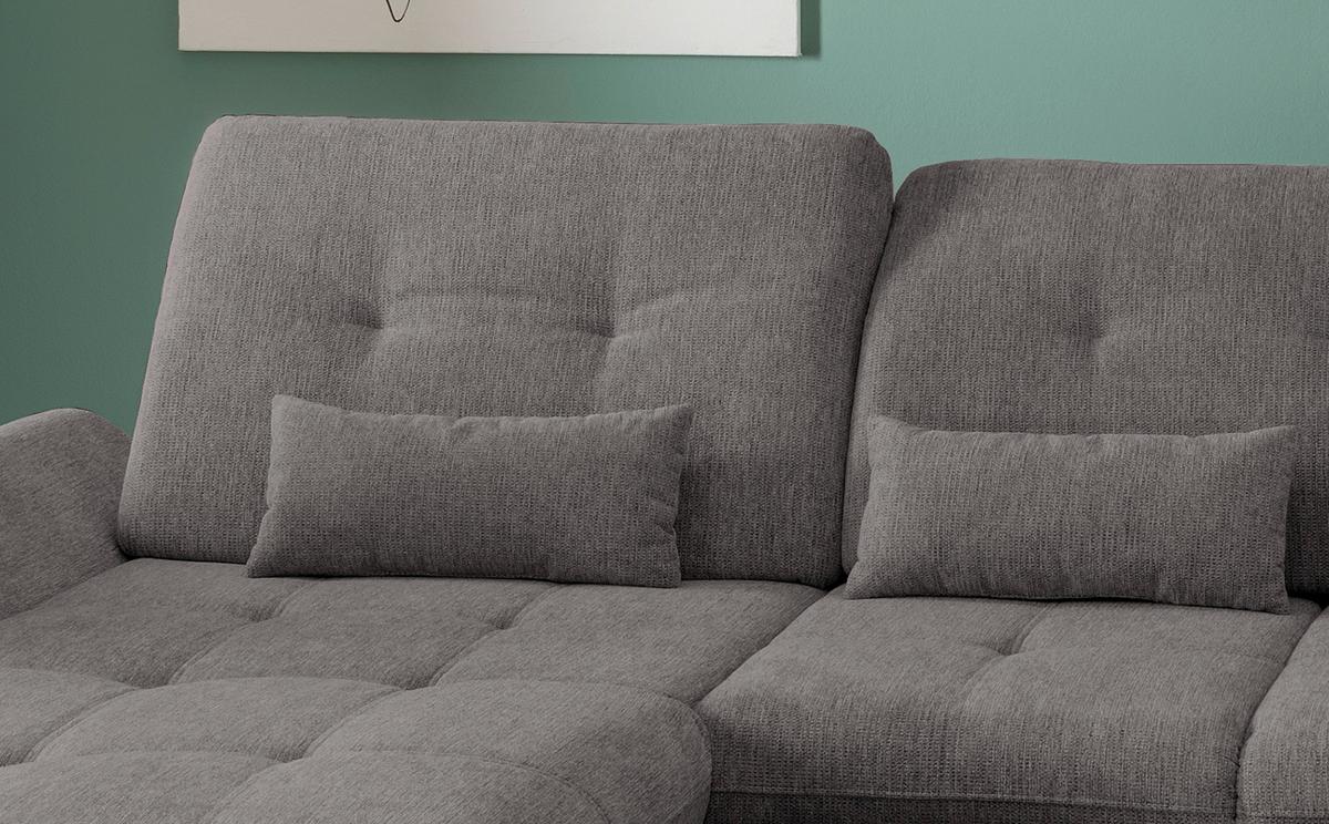 Wohnlandschaft Dalida Mit Schlaffunktion Braun/grau - Chromfarben/Braun, Design, Textil (195/376/254cm) - Livetastic