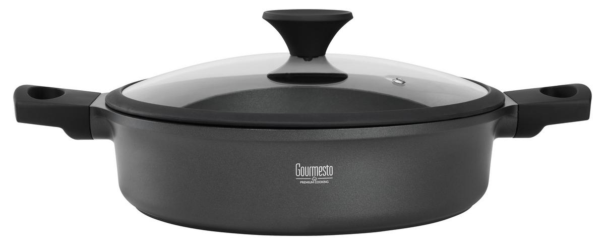 Servírovací pánev Black Line, 4l - černá/čiré, Konvenční, kov/plast (28/7,5cm) - Gourmesto