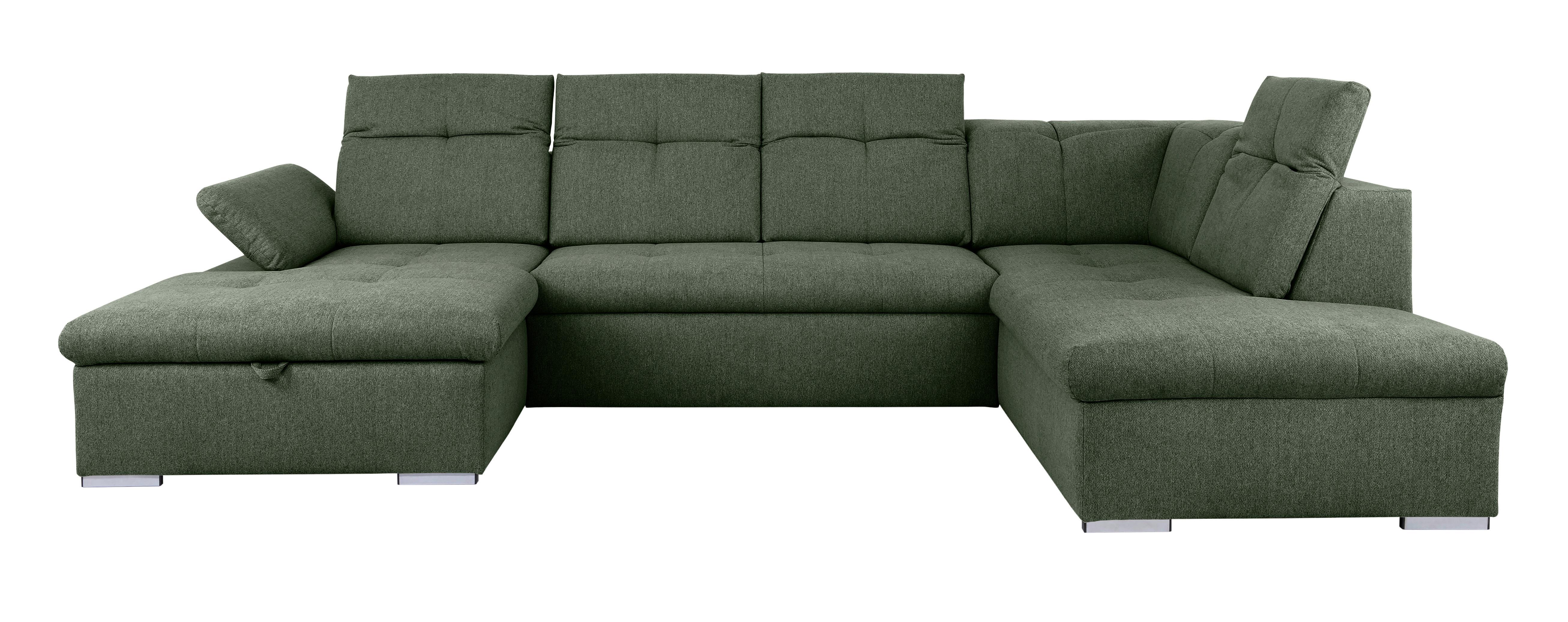 Wohnlandschaft Ramzes Grün U: 173x328x215 cm - Grau/Grün, Design, Textil (173/328/215cm) - MID.YOU