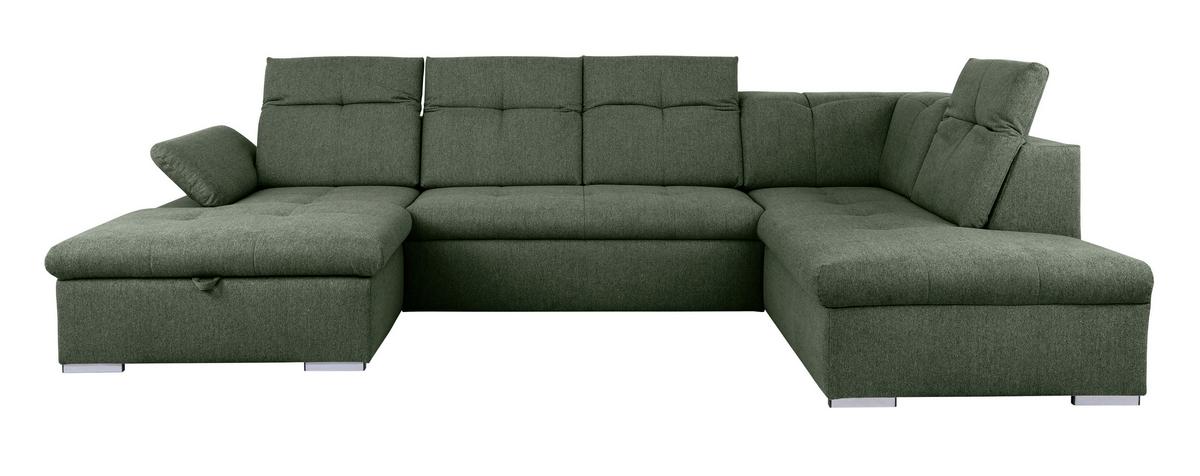 Wohnlandschaft Ramzes Grün U: 173x328x215 cm - Grau/Grün, Design, Textil (173/328/215cm) - MID.YOU