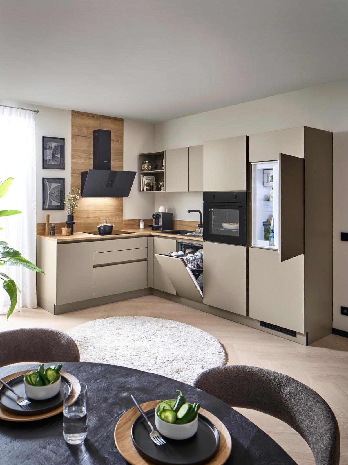 Eckküche Win - Eichefarben/Creme, MODERN, Holzwerkstoff (205,2/278,2cm) - Express-Kuechen