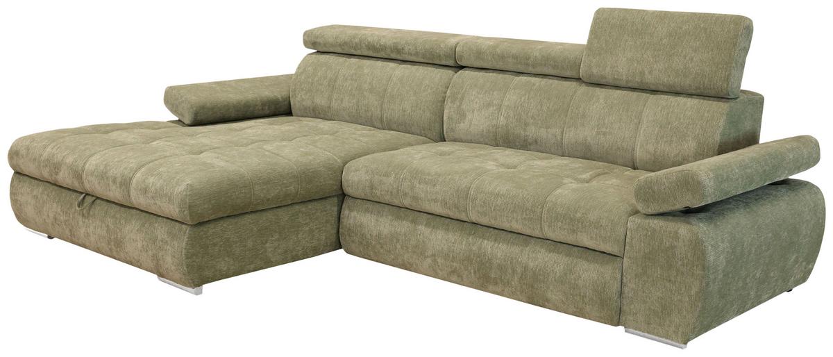 Rohová sedačka VEGAS, ľavá, šalviovozelená ženilka - strieborná/šalviovozelená, Design, drevo/textil (173/294cm)