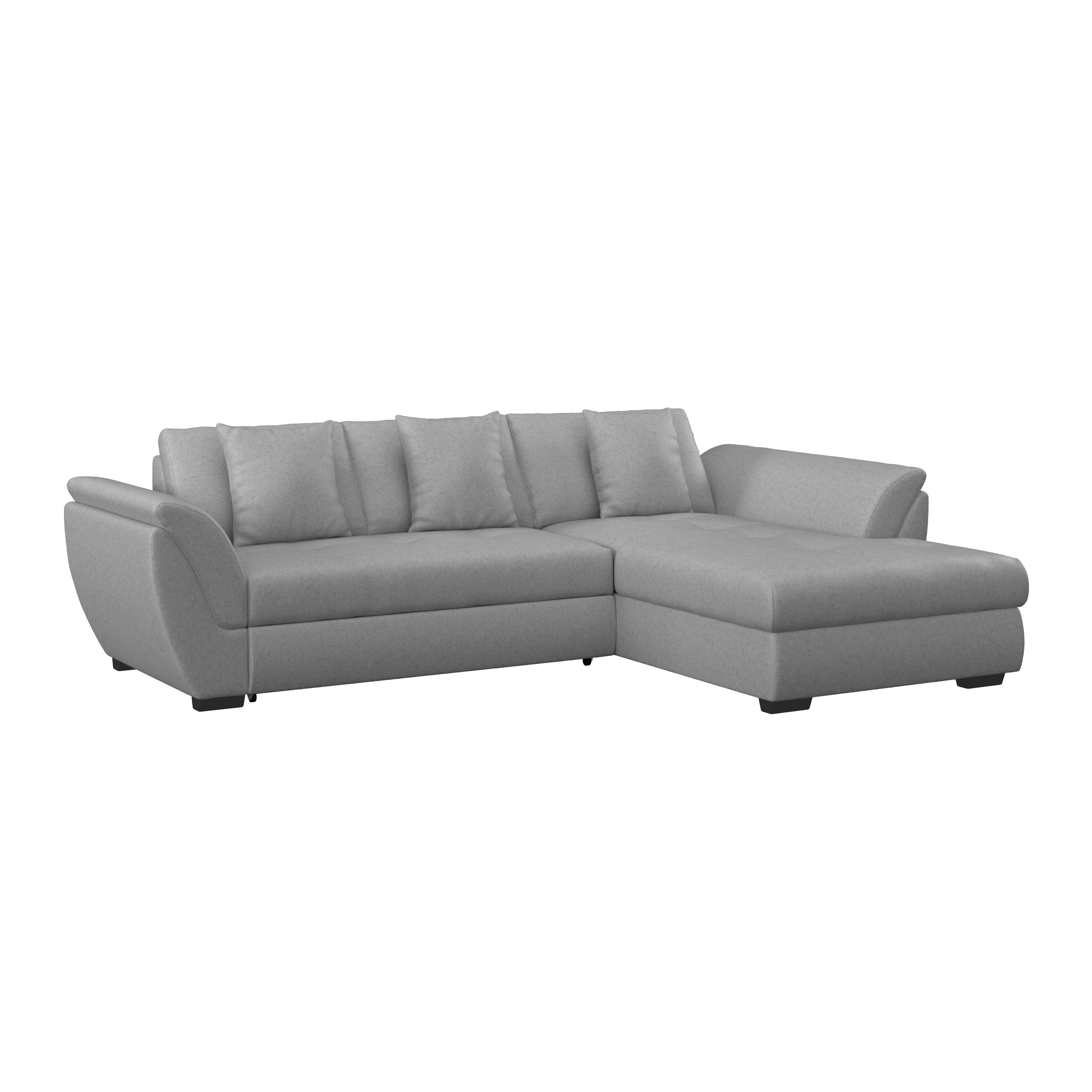 Ecksofa mit Schlaffunktion Berisso, Webstoff - Schwarz/Grau, Design, Textil (278/187cm) - Ondega