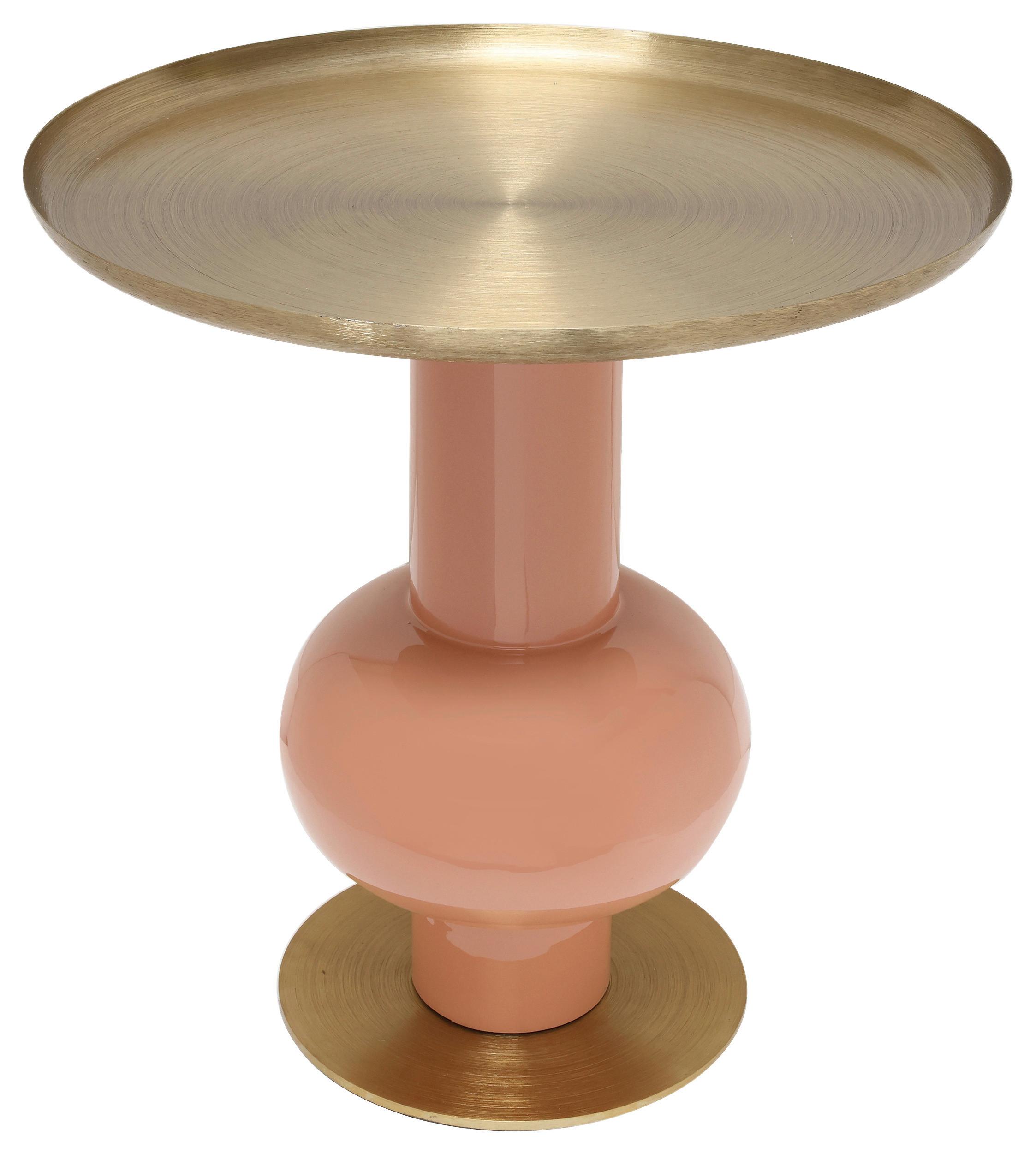 PRÍRUČNÝ STOLÍK ART DECO - oranžová/zlatá, Design, kov (50/50cm) - MID.YOU