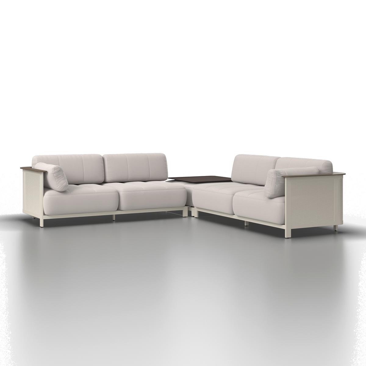 TERASOVÁ SEDACIA SÚPRAVA MARA - biela/svetlosivá, Modern, kov/textil (269/269cm) - Bessagi Garden